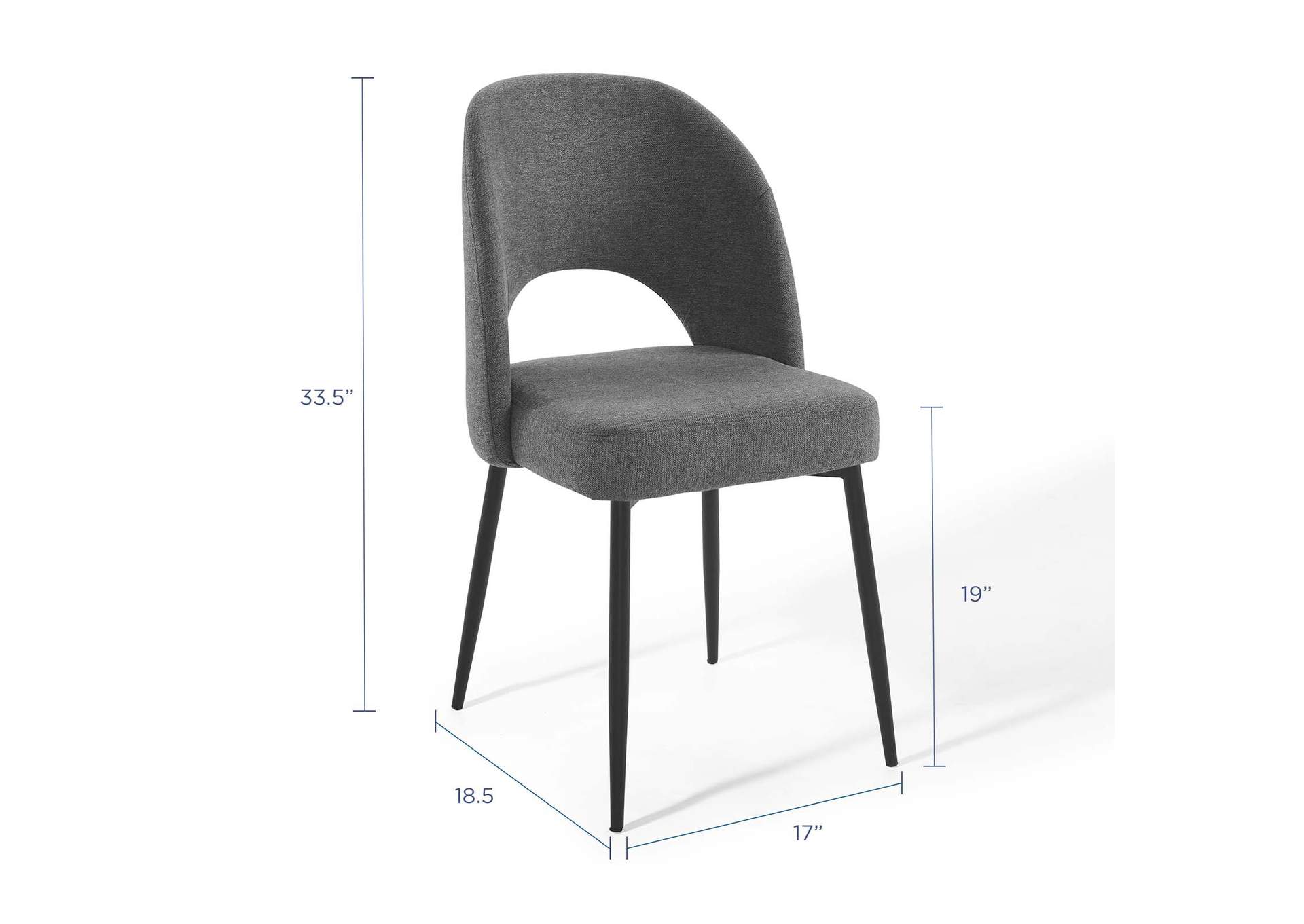 Black Charcoal Rouse Upholstered Fabric Dining Side Chair,Modway