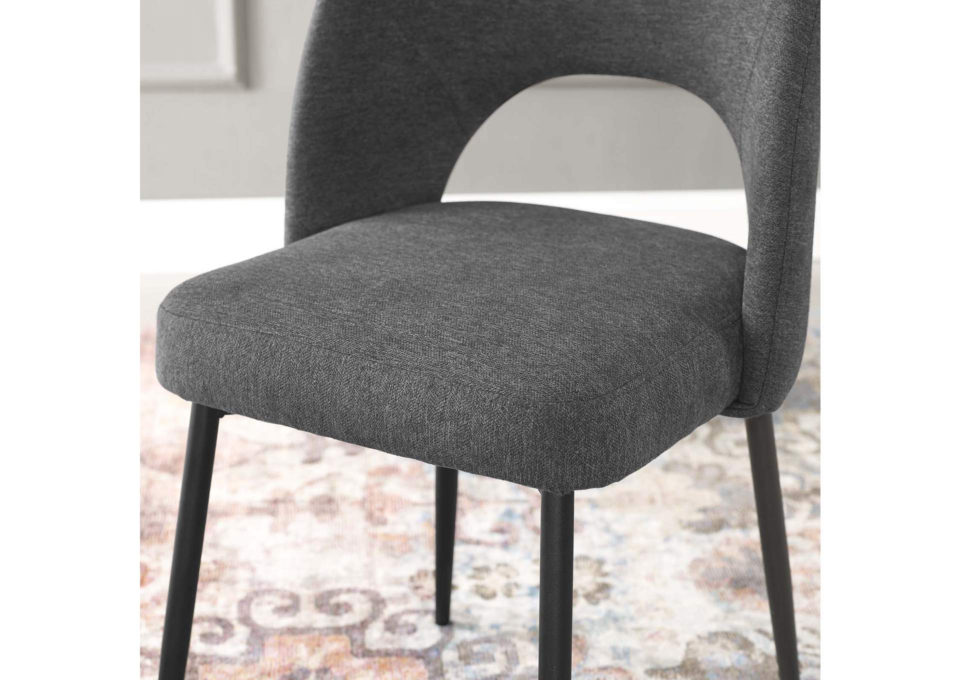 Black Charcoal Rouse Upholstered Fabric Dining Side Chair,Modway