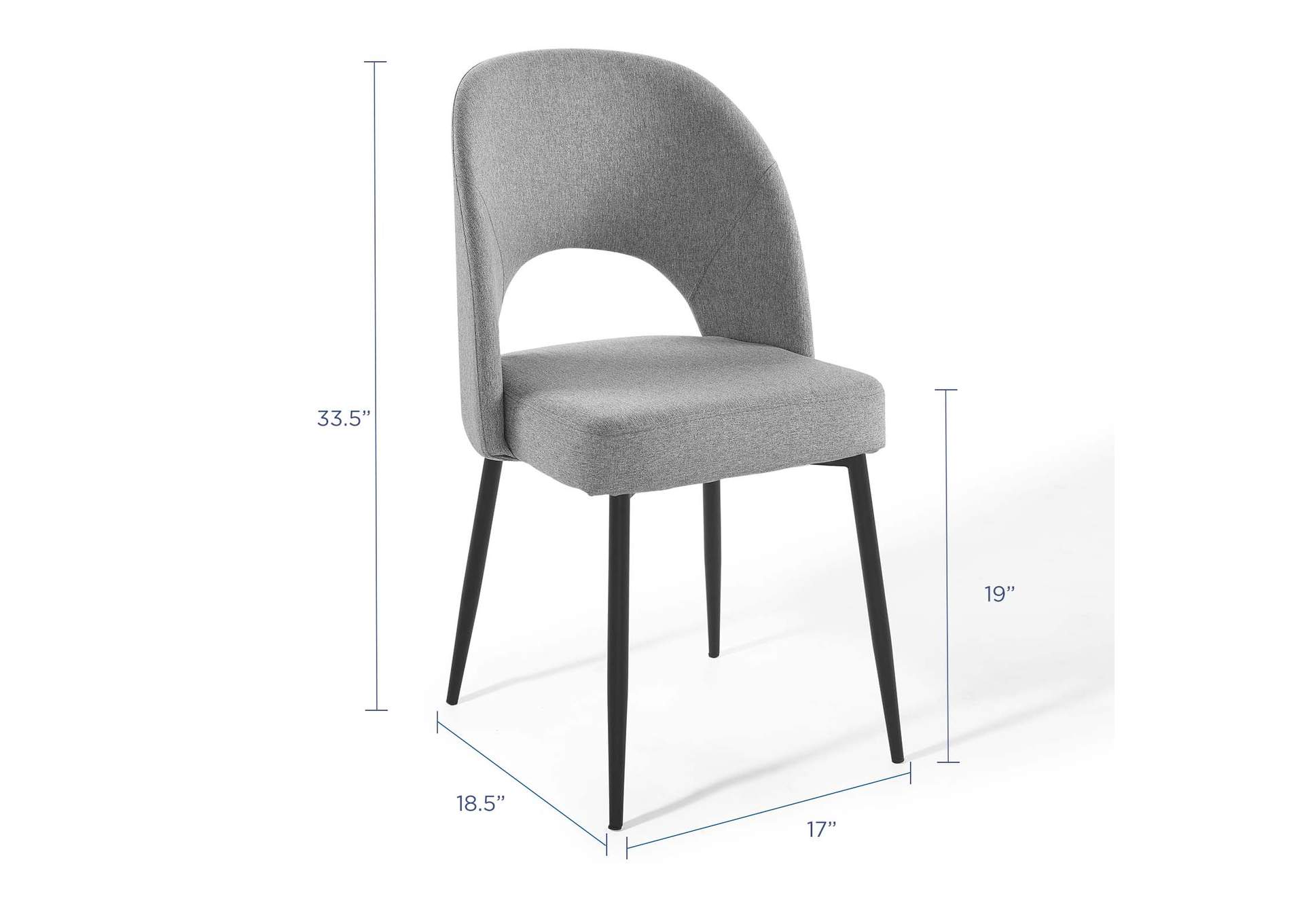 Black Light Gray Rouse Upholstered Fabric Dining Side Chair,Modway