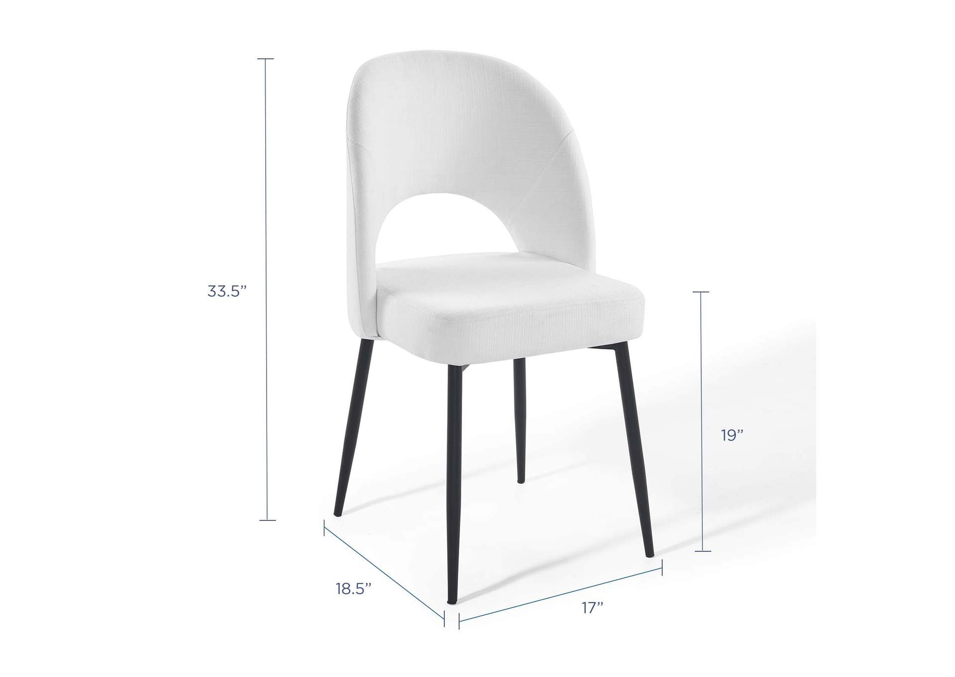 Black White Rouse Upholstered Fabric Dining Side Chair,Modway