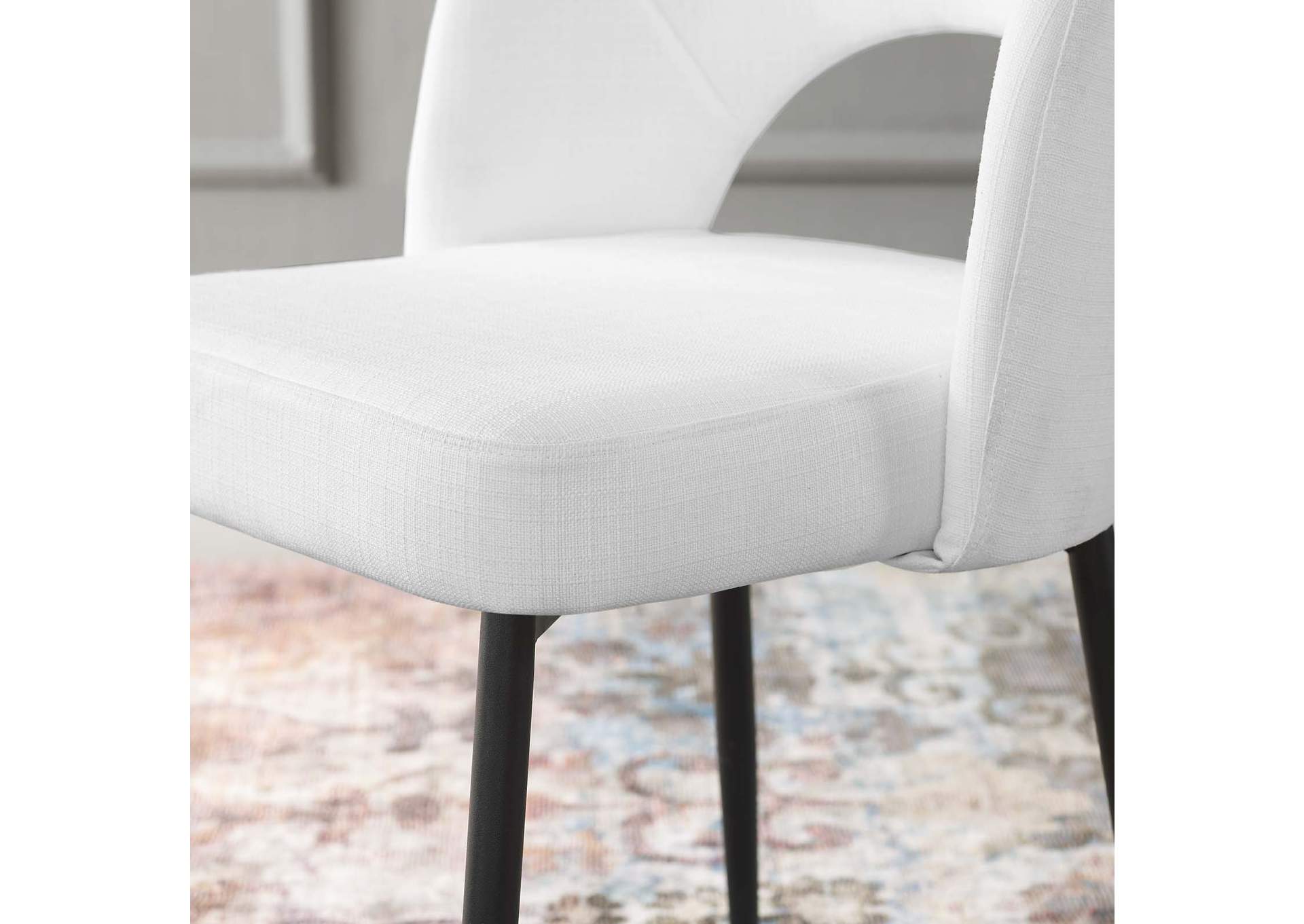 Black White Rouse Upholstered Fabric Dining Side Chair,Modway