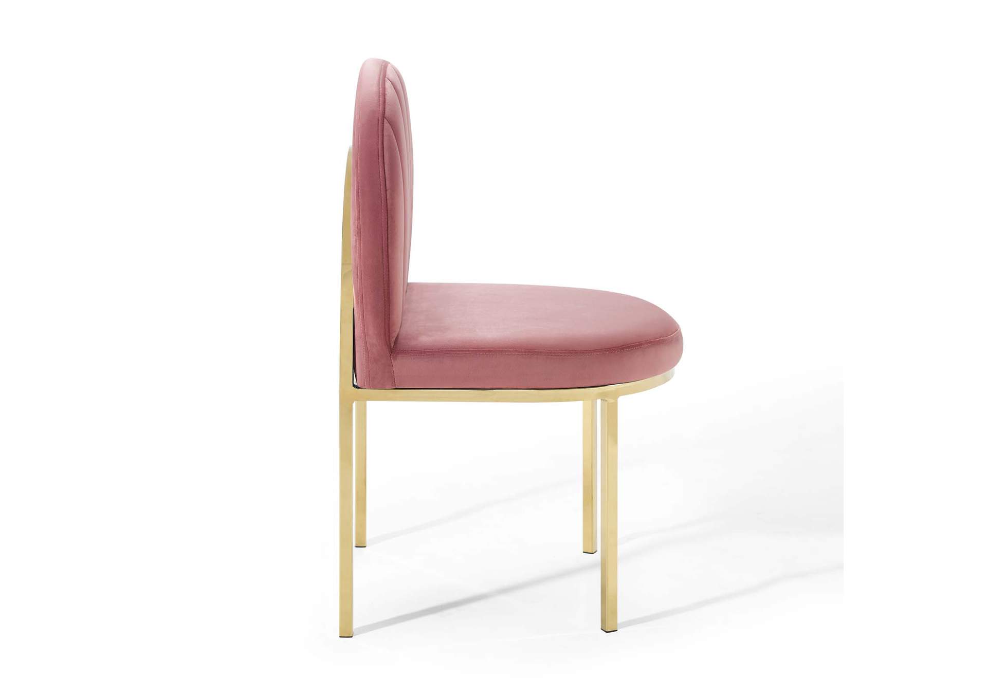 Gold Dusty Rose Isla Channel Tufted Performance Velvet Dining Side Chair,Modway