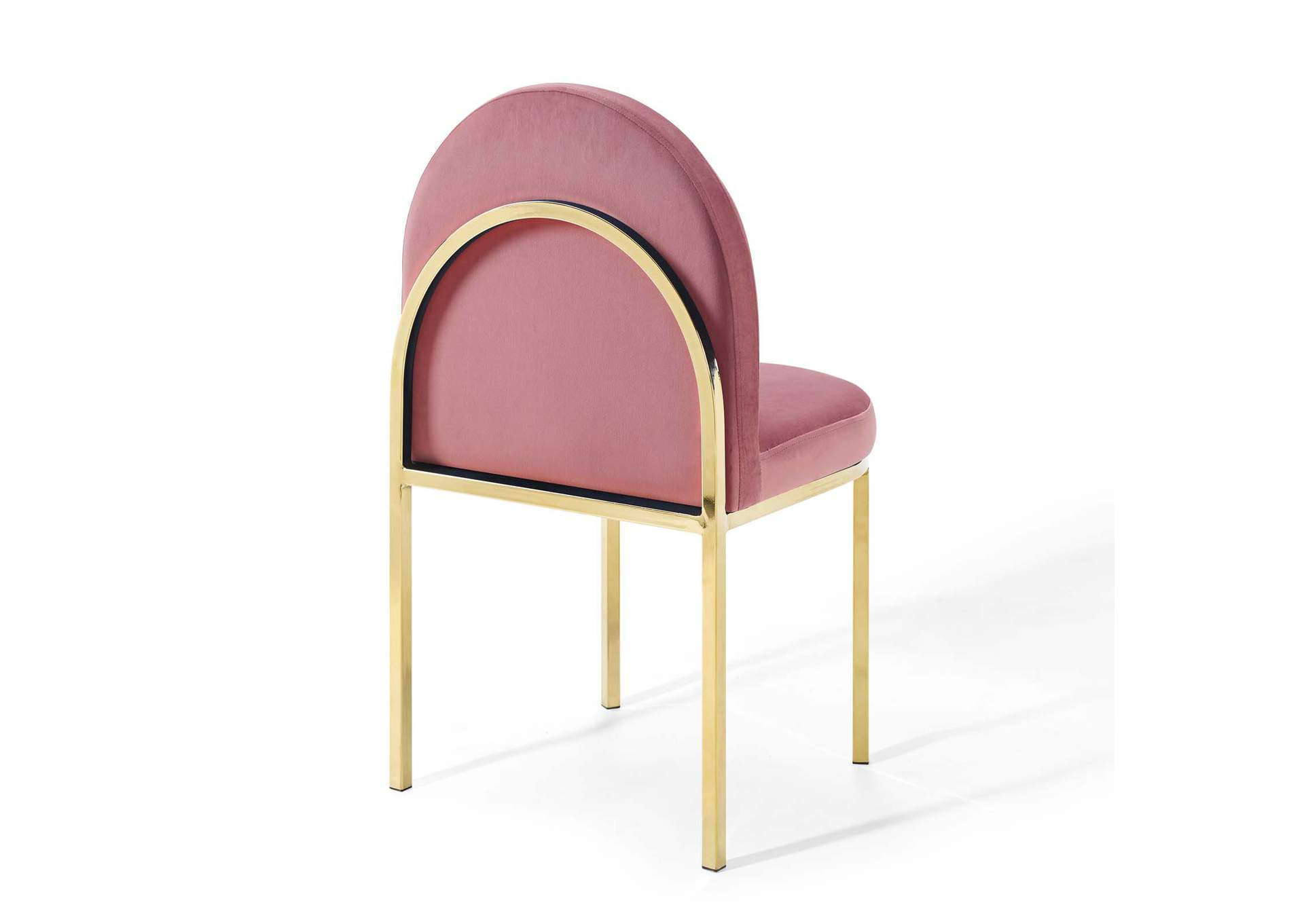 Gold Dusty Rose Isla Channel Tufted Performance Velvet Dining Side Chair,Modway