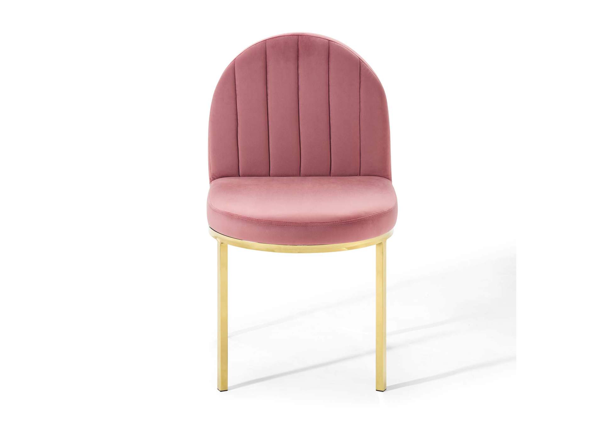 Gold Dusty Rose Isla Channel Tufted Performance Velvet Dining Side Chair,Modway