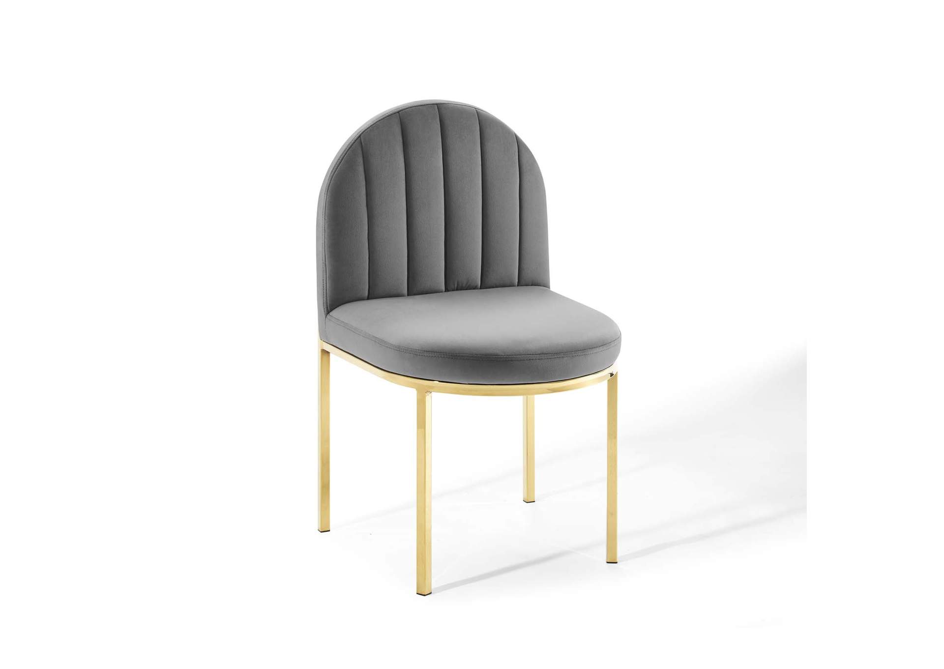 Gold Gray Isla Channel Tufted Performance Velvet Dining Side Chair,Modway