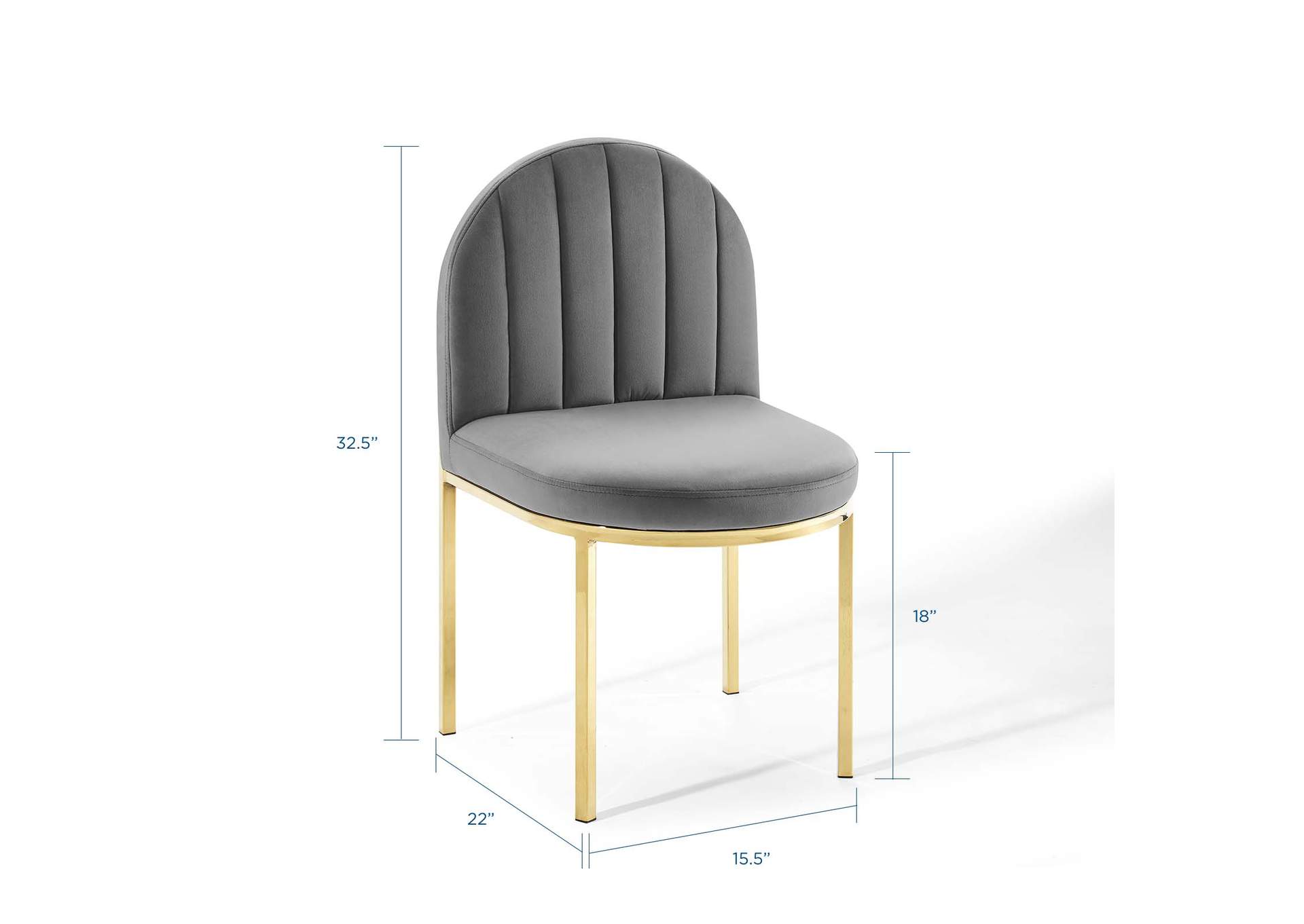 Gold Gray Isla Channel Tufted Performance Velvet Dining Side Chair,Modway