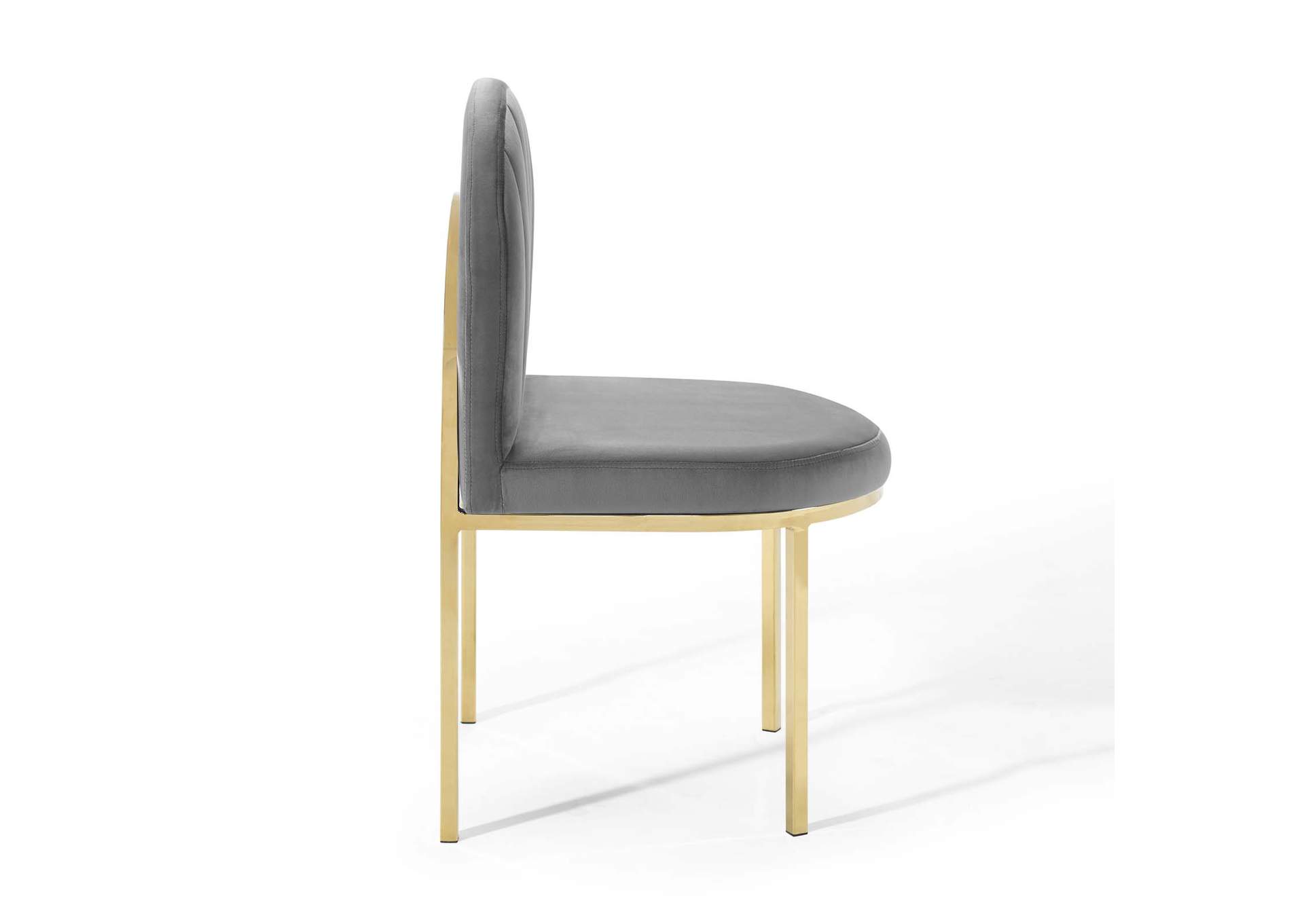 Gold Gray Isla Channel Tufted Performance Velvet Dining Side Chair,Modway