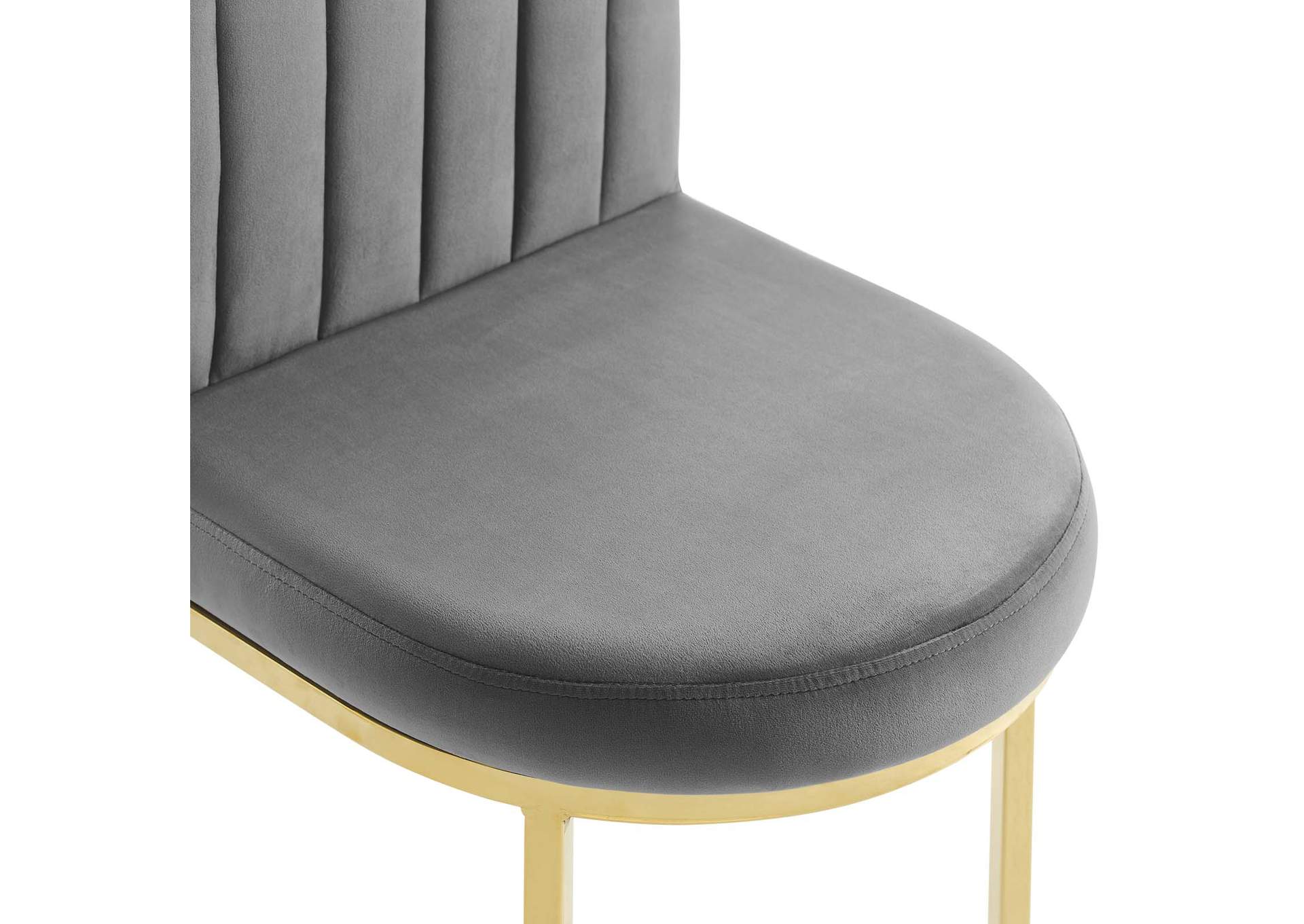 Gold Gray Isla Channel Tufted Performance Velvet Dining Side Chair,Modway