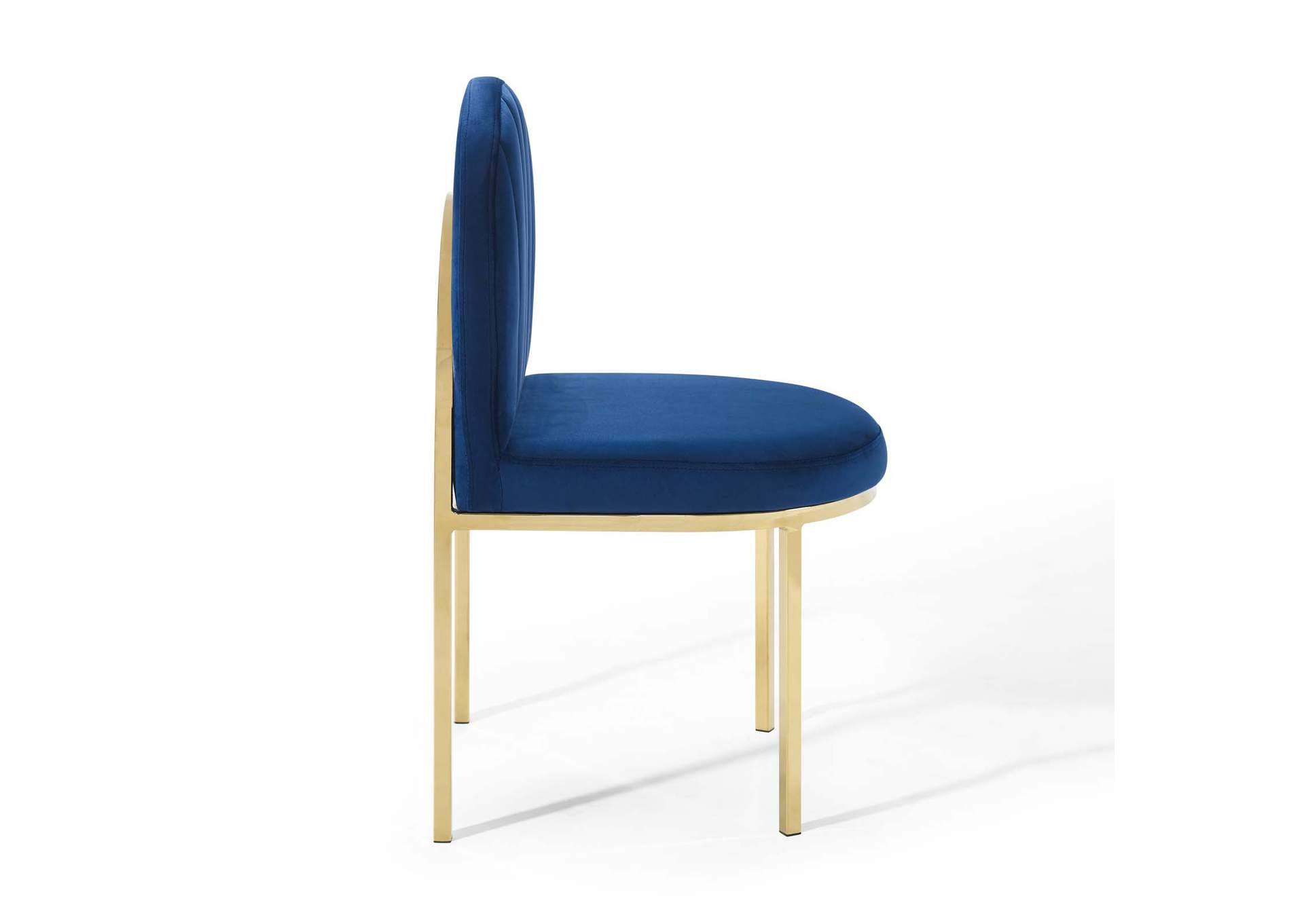 Gold Navy Isla Channel Tufted Performance Velvet Dining Side Chair,Modway