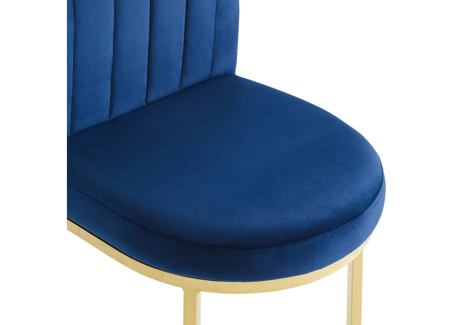 Gold Navy Isla Channel Tufted Performance Velvet Dining Side Chair,Modway