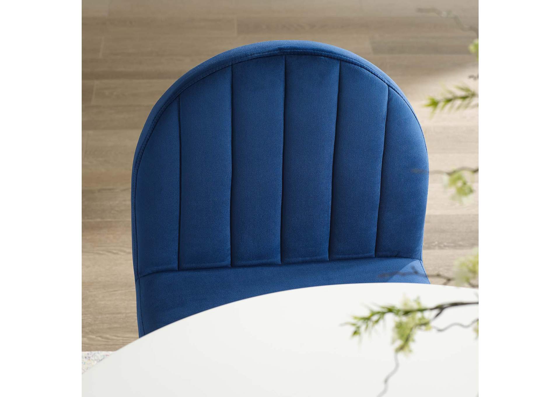 Gold Navy Isla Channel Tufted Performance Velvet Dining Side Chair,Modway