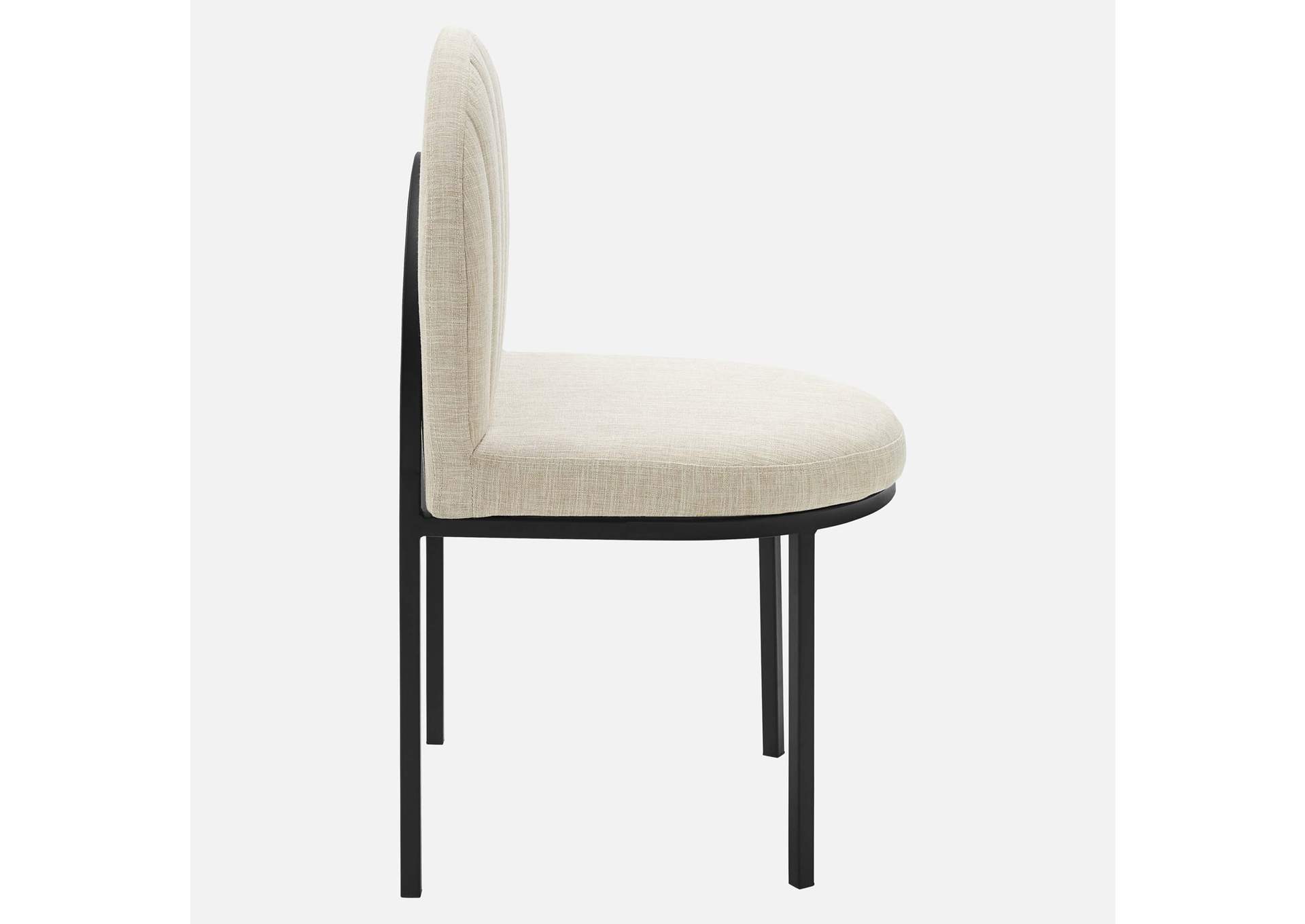 Black Beige Isla Channel Tufted Upholstered Fabric Dining Side Chair,Modway