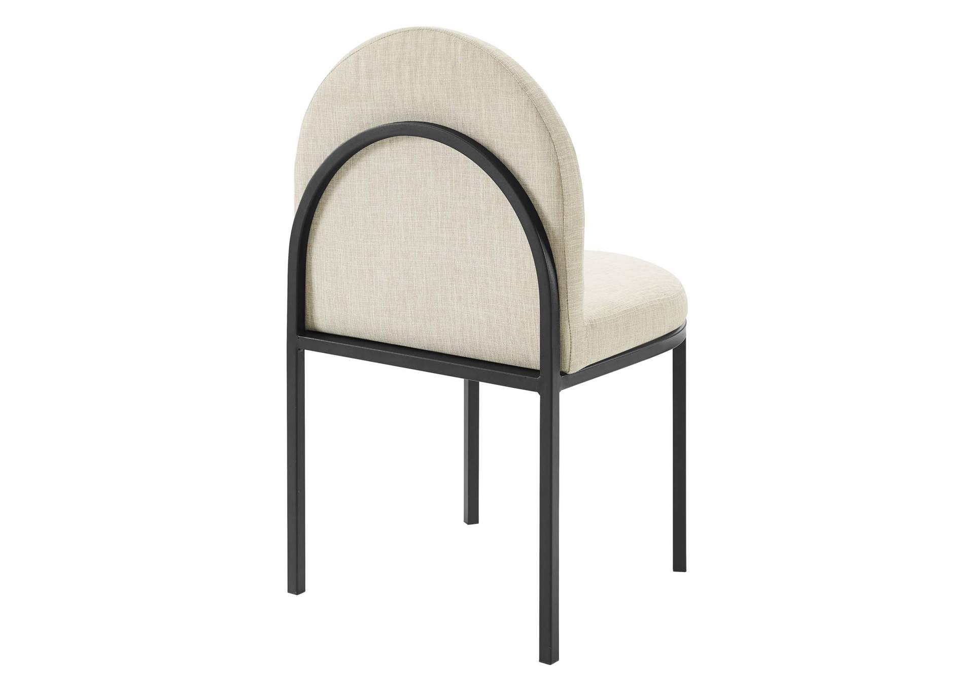 Black Beige Isla Channel Tufted Upholstered Fabric Dining Side Chair,Modway