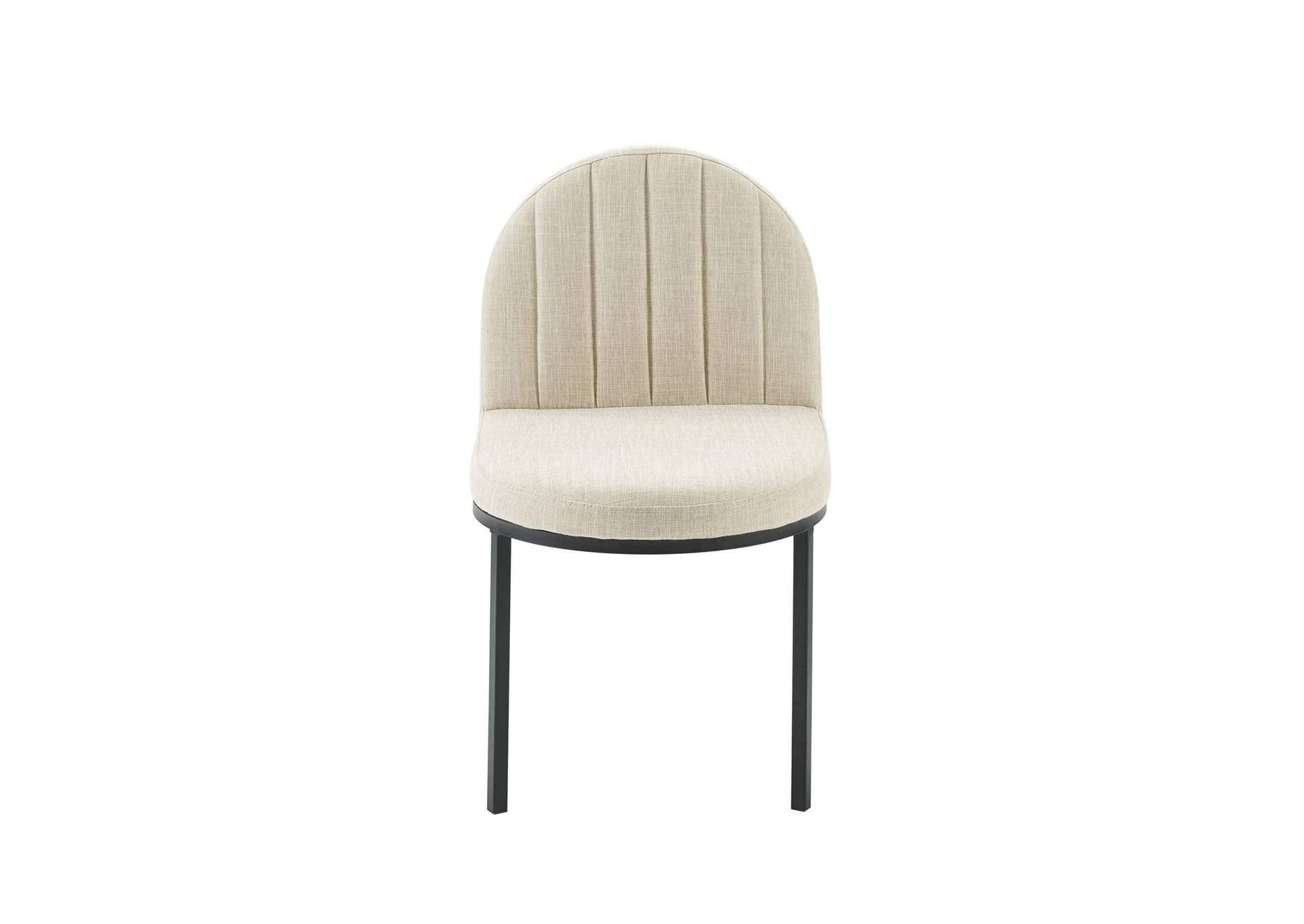 Black Beige Isla Channel Tufted Upholstered Fabric Dining Side Chair,Modway