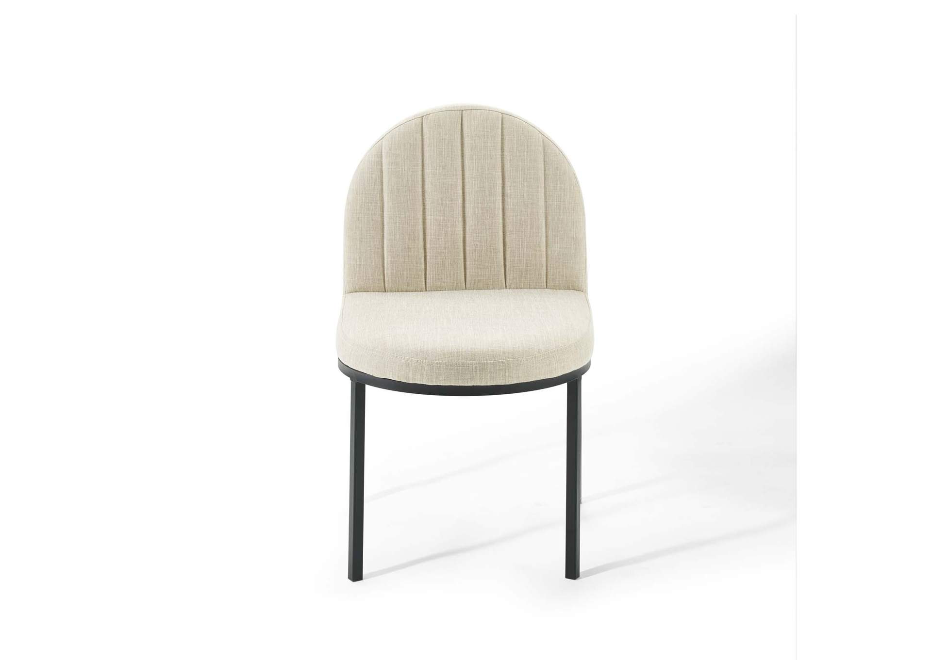 Black Beige Isla Channel Tufted Upholstered Fabric Dining Side Chair,Modway