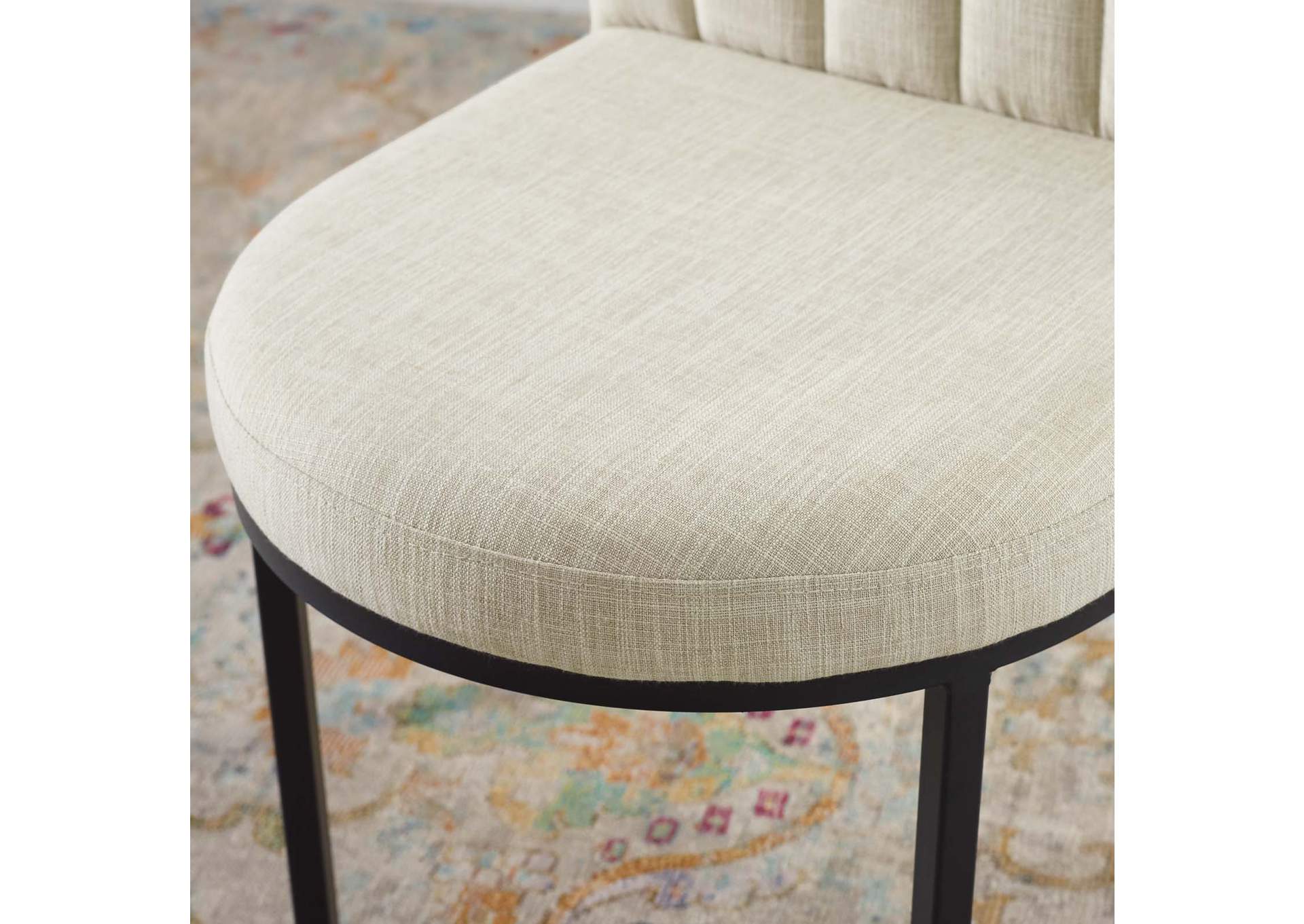 Black Beige Isla Channel Tufted Upholstered Fabric Dining Side Chair,Modway