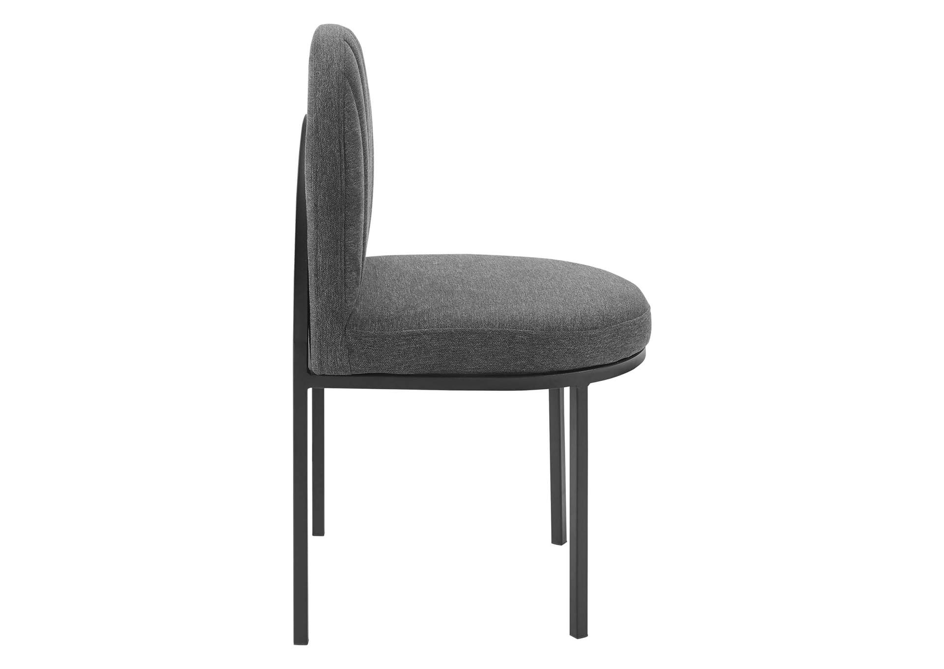 Black Charcoal Isla Channel Tufted Upholstered Fabric Dining Side Chair,Modway