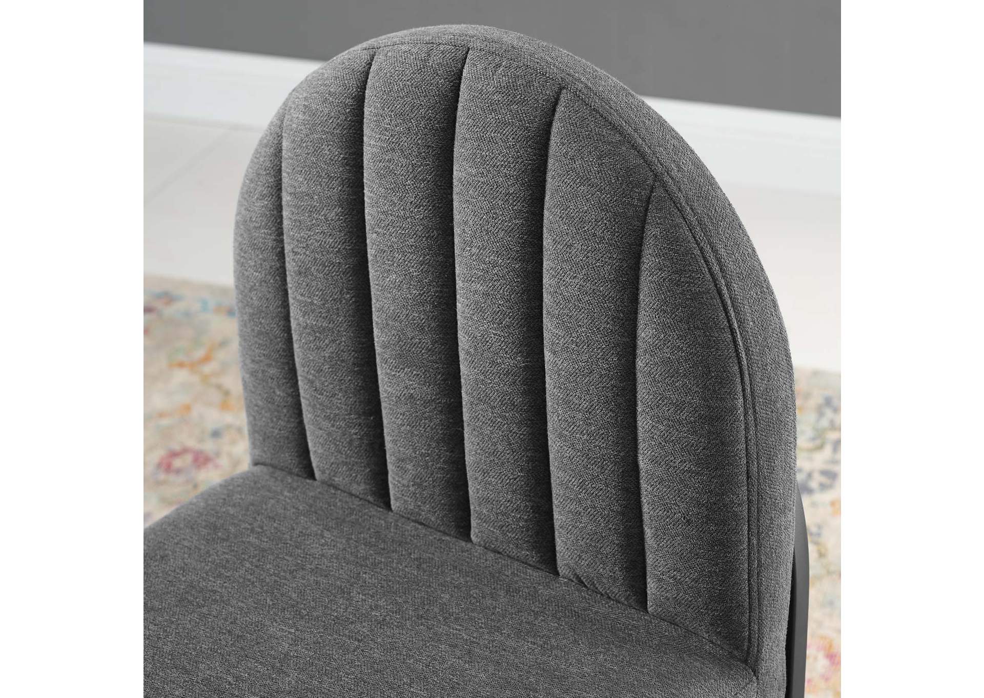 Black Charcoal Isla Channel Tufted Upholstered Fabric Dining Side Chair,Modway
