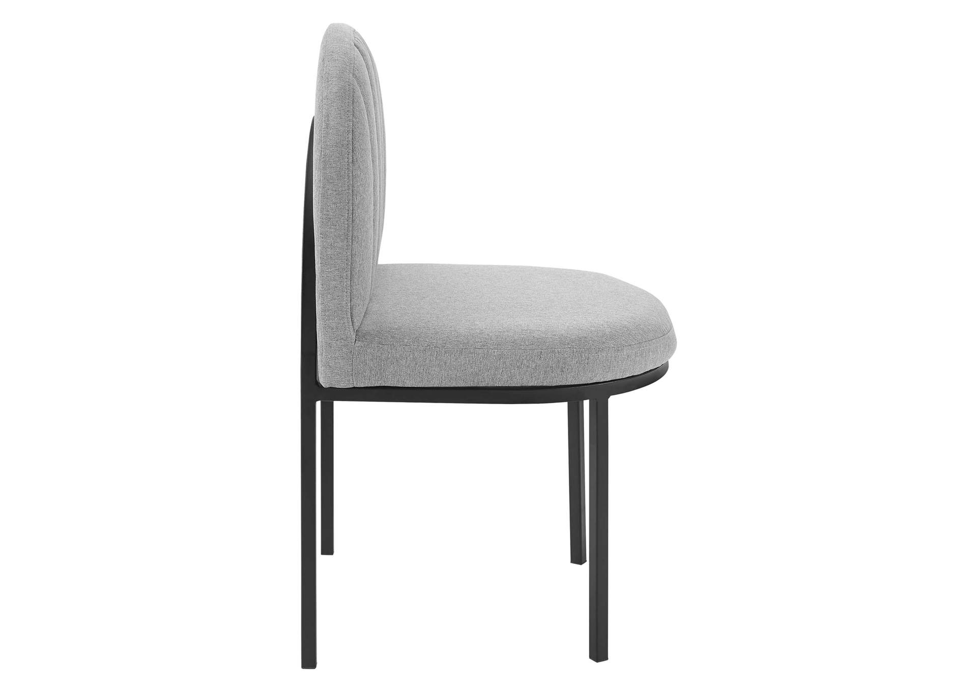 Black Light Gray Isla Channel Tufted Upholstered Fabric Dining Side Chair,Modway