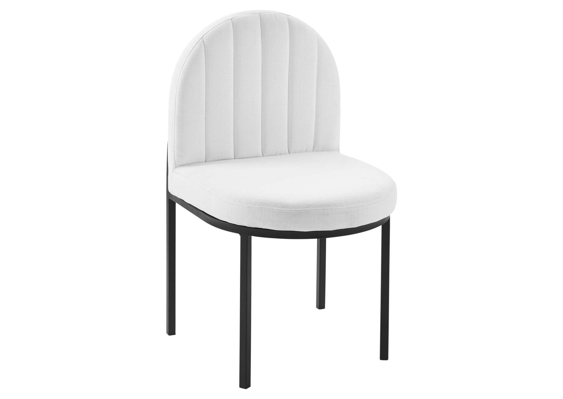 Black White Isla Channel Tufted Upholstered Fabric Dining Side Chair,Modway