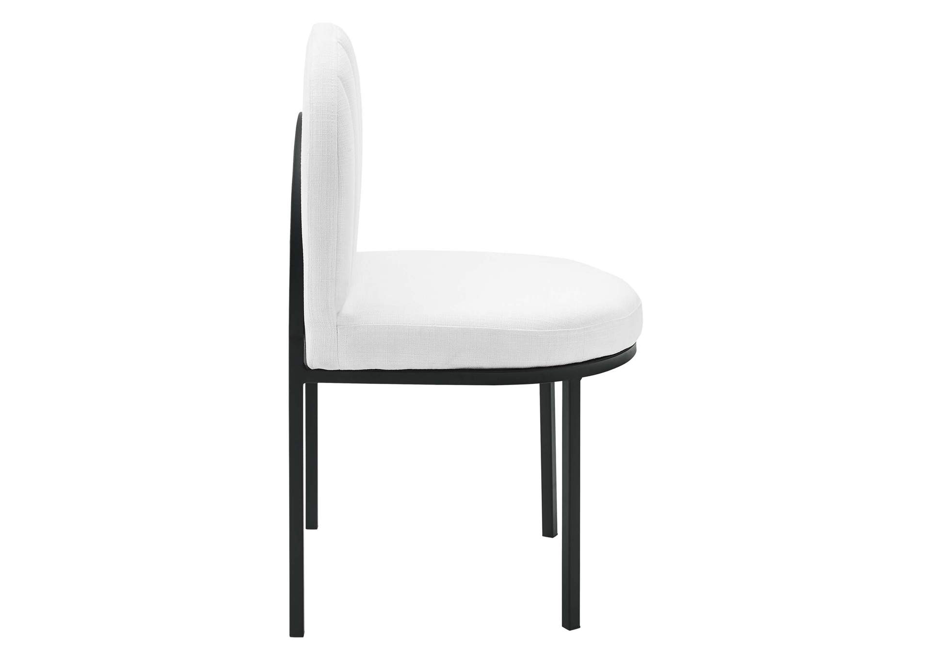 Black White Isla Channel Tufted Upholstered Fabric Dining Side Chair,Modway