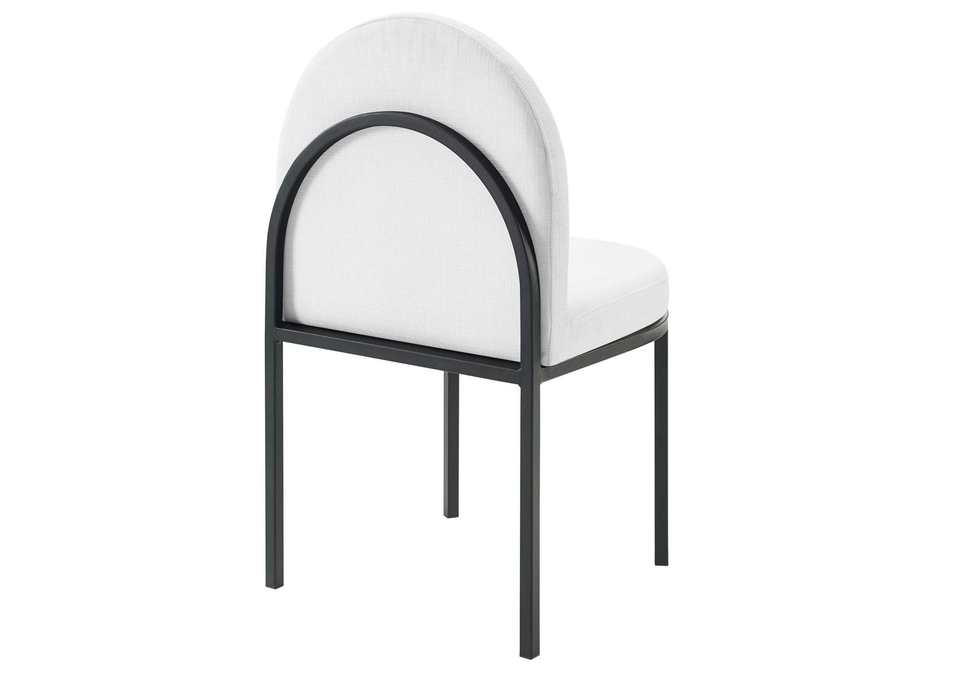 Black White Isla Channel Tufted Upholstered Fabric Dining Side Chair,Modway