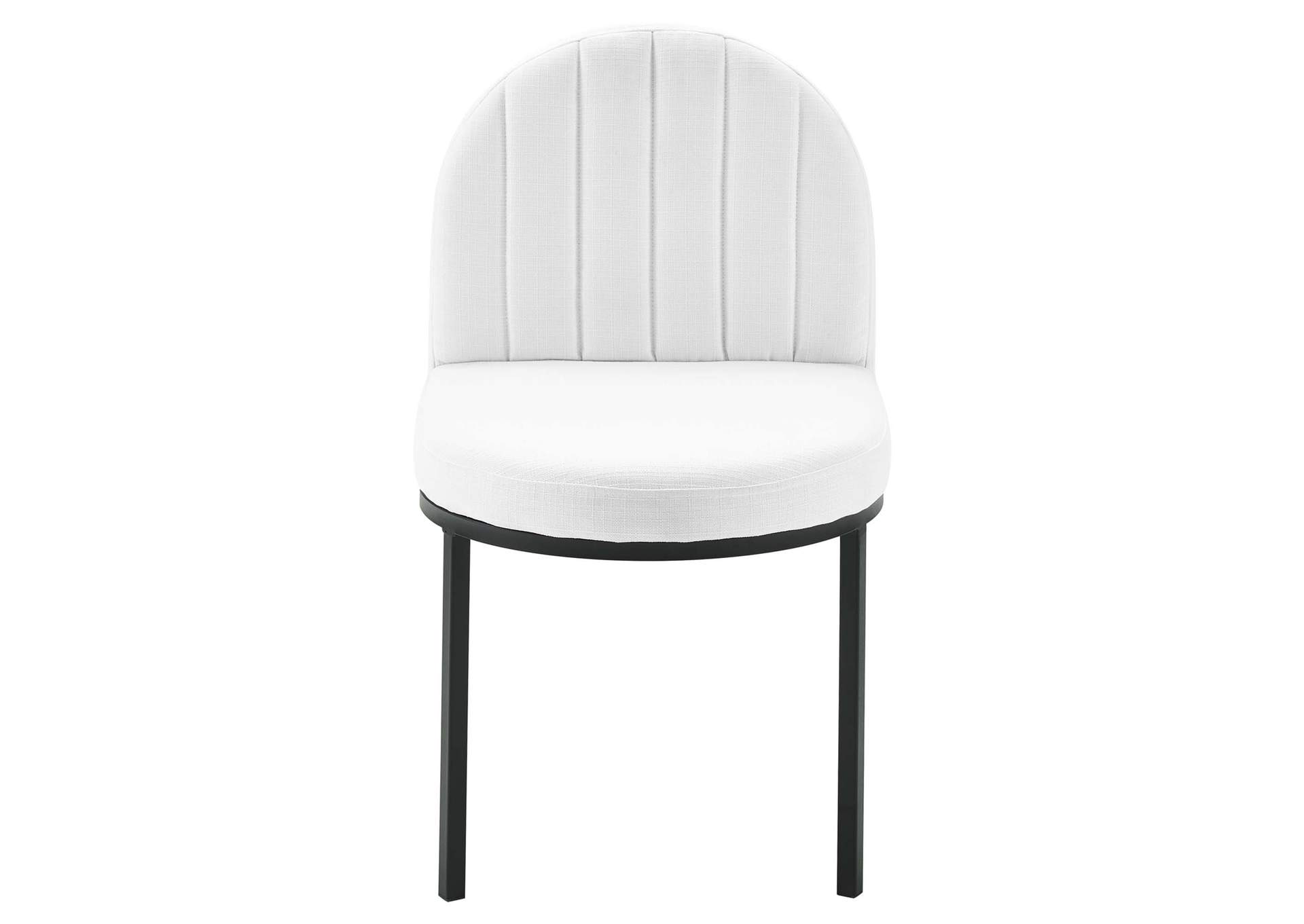 Black White Isla Channel Tufted Upholstered Fabric Dining Side Chair,Modway