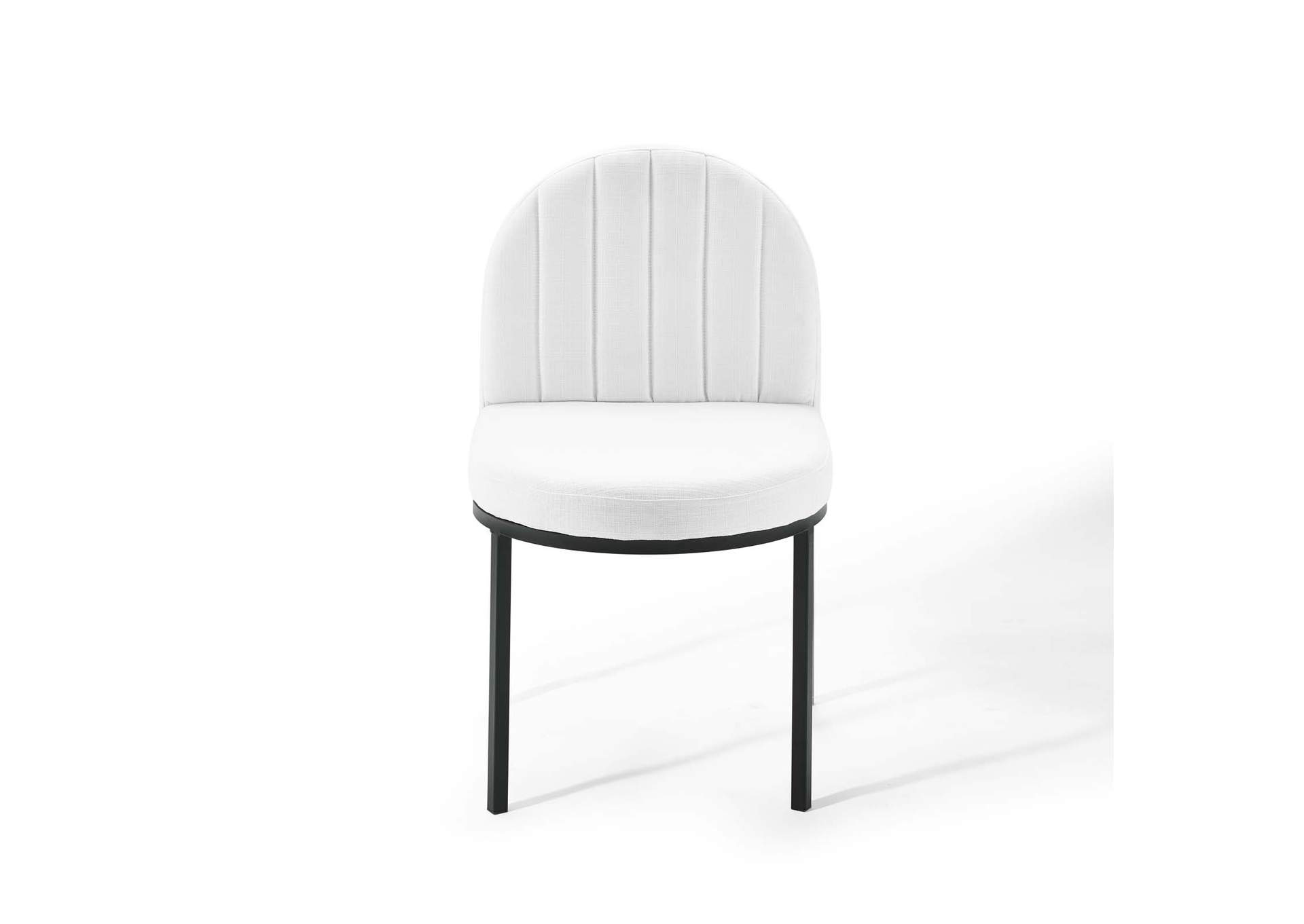 Black White Isla Channel Tufted Upholstered Fabric Dining Side Chair,Modway