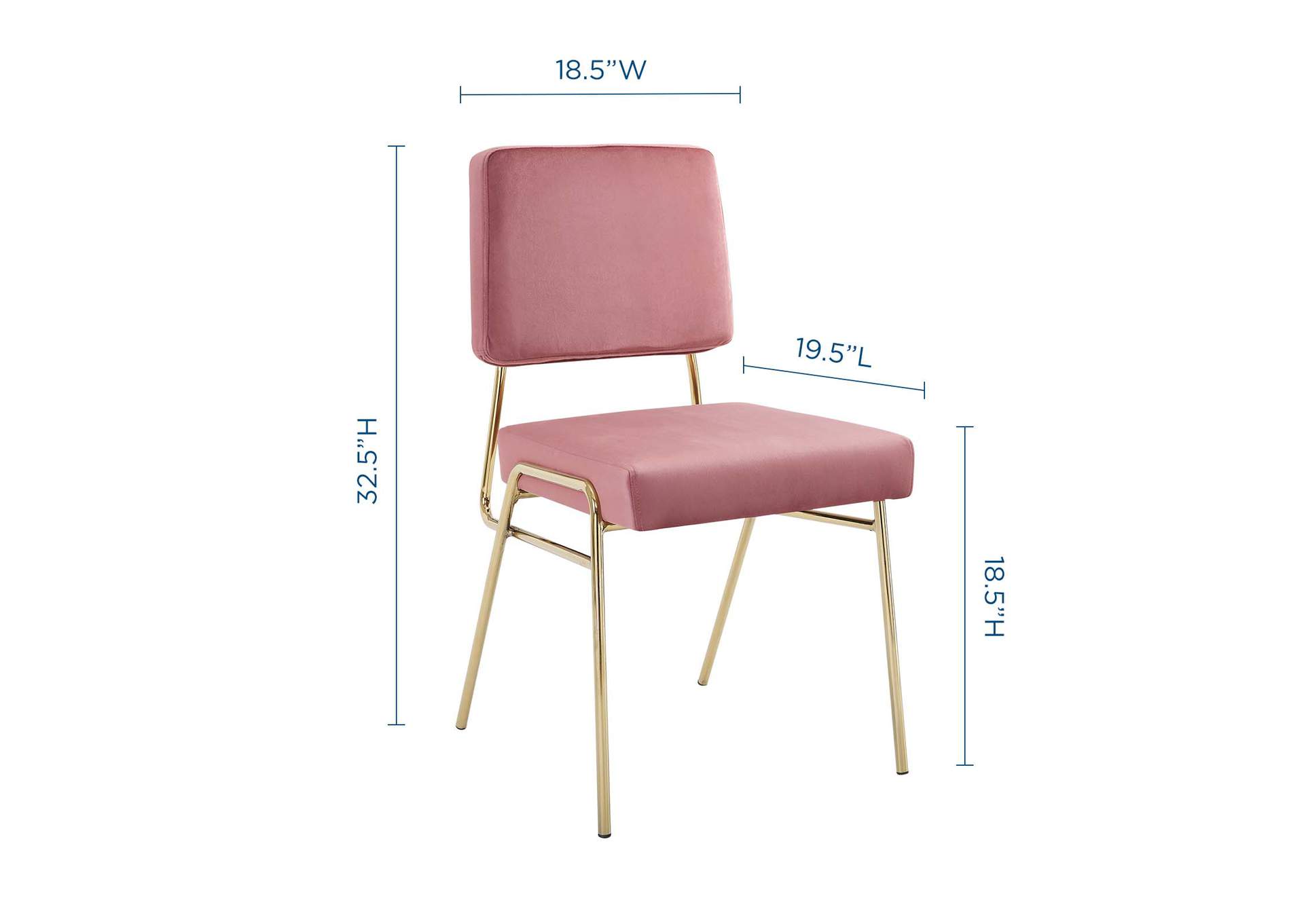 Craft Gold Dusty Rose Performance Velvet Dining Side Chair,Modway