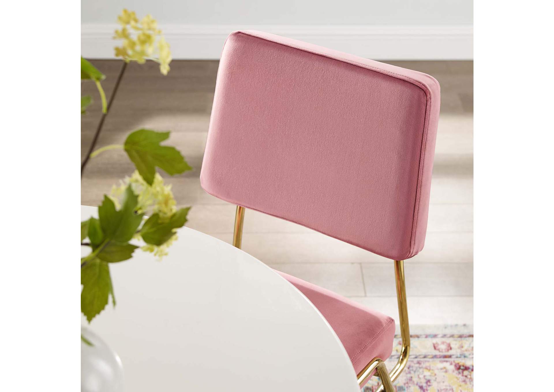 Craft Gold Dusty Rose Performance Velvet Dining Side Chair,Modway