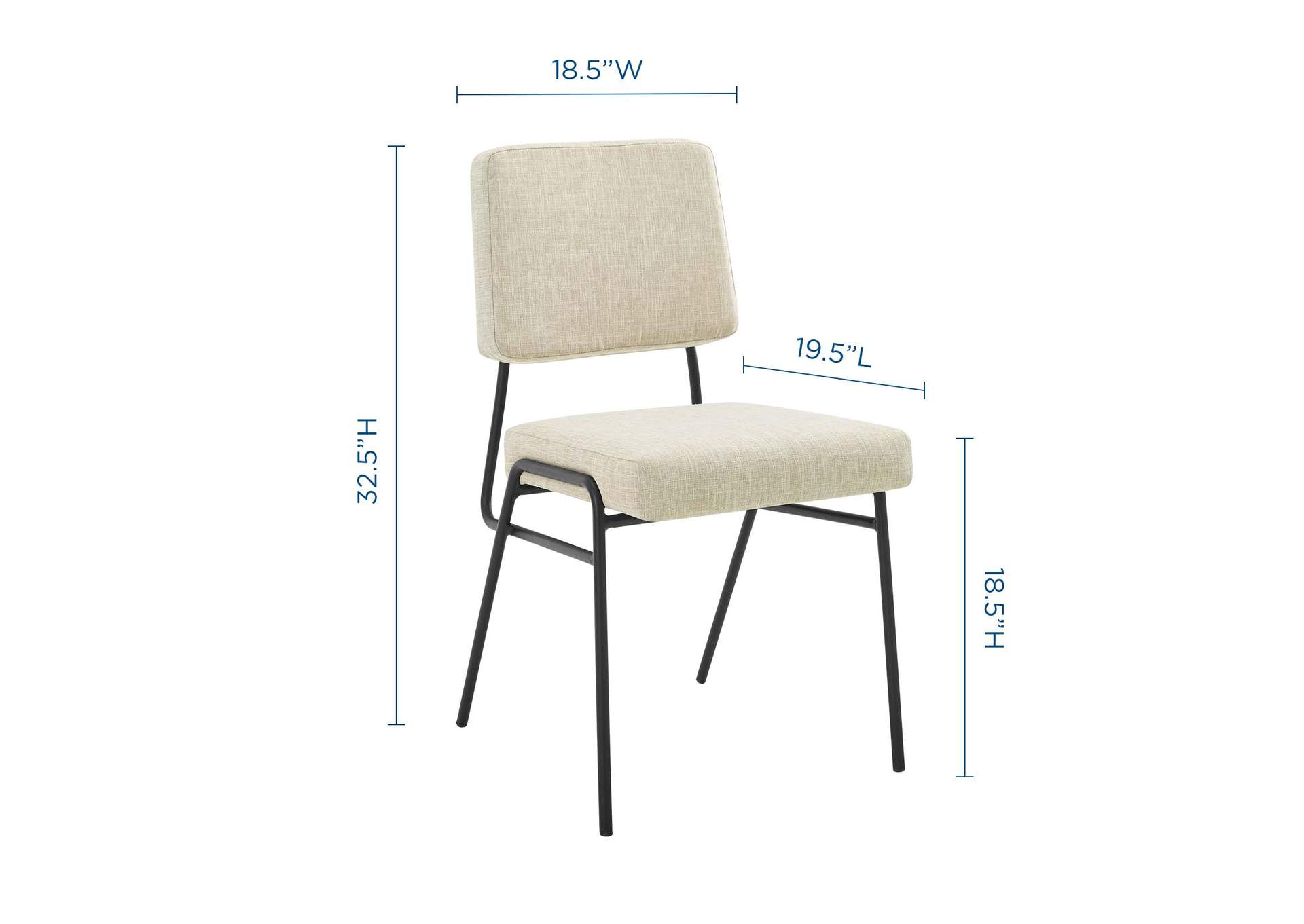 Black Beige Craft Upholstered Fabric Dining Side Chair,Modway