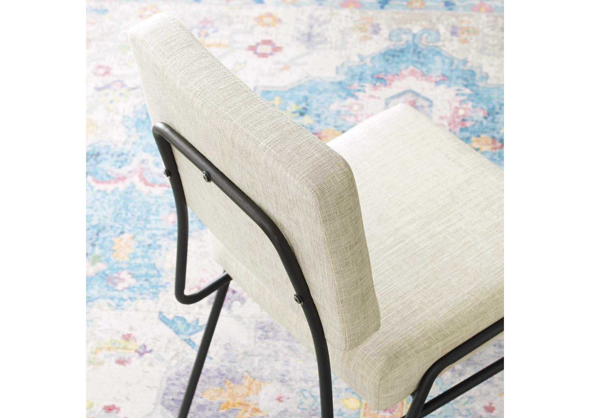 Black Beige Craft Upholstered Fabric Dining Side Chair,Modway