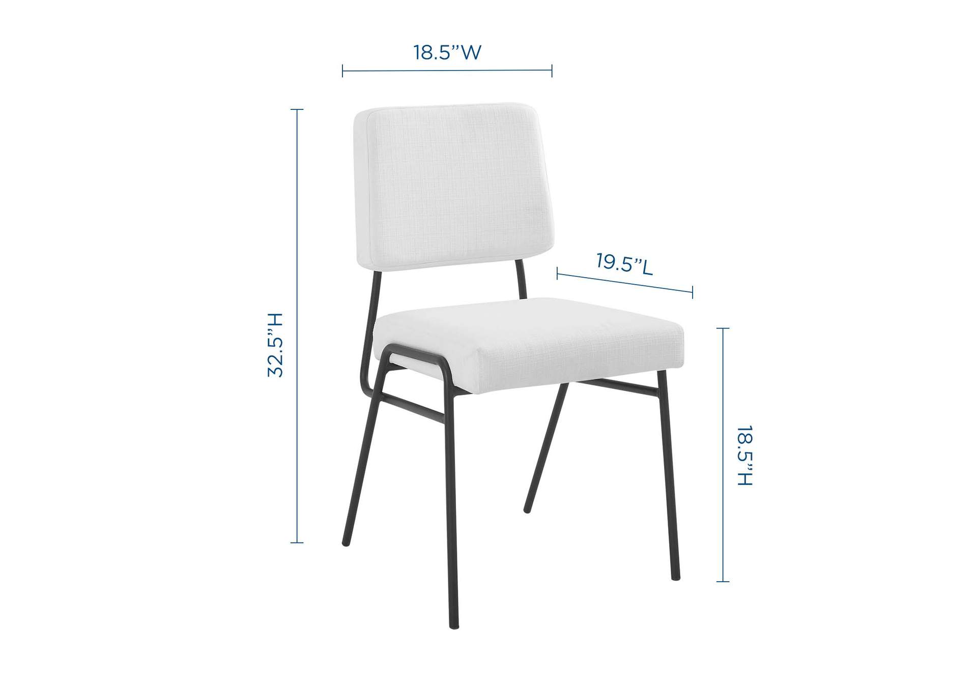 Black White Craft Upholstered Fabric Dining Side Chair,Modway