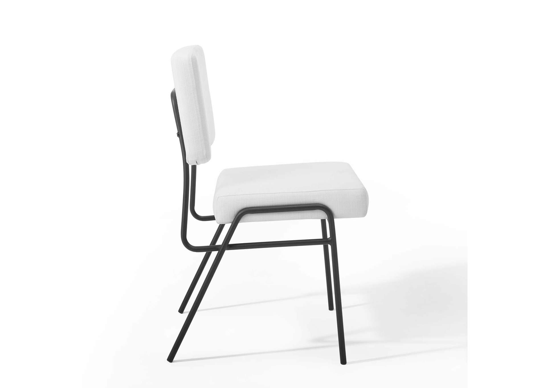 Black White Craft Upholstered Fabric Dining Side Chair,Modway