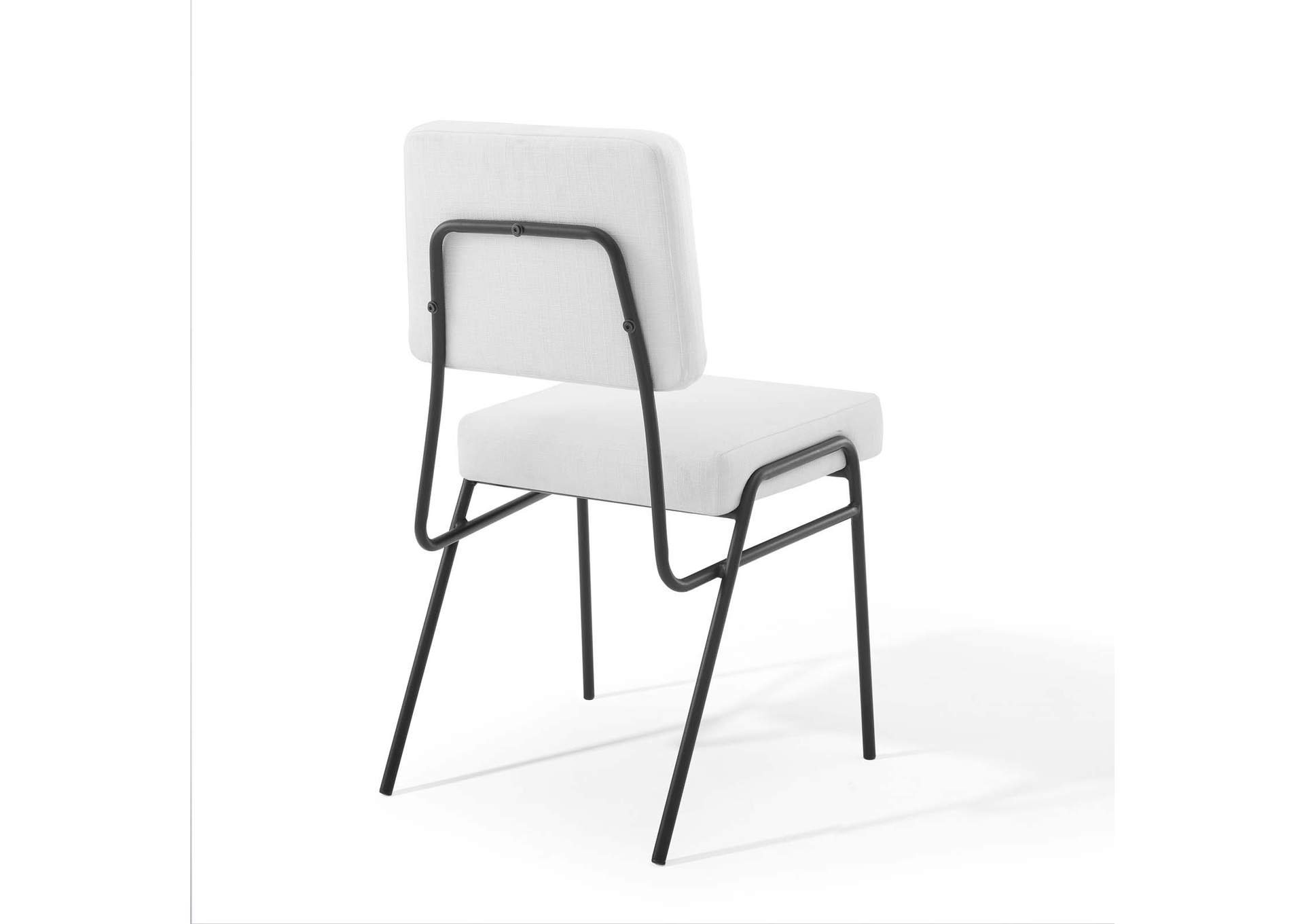 Black White Craft Upholstered Fabric Dining Side Chair,Modway