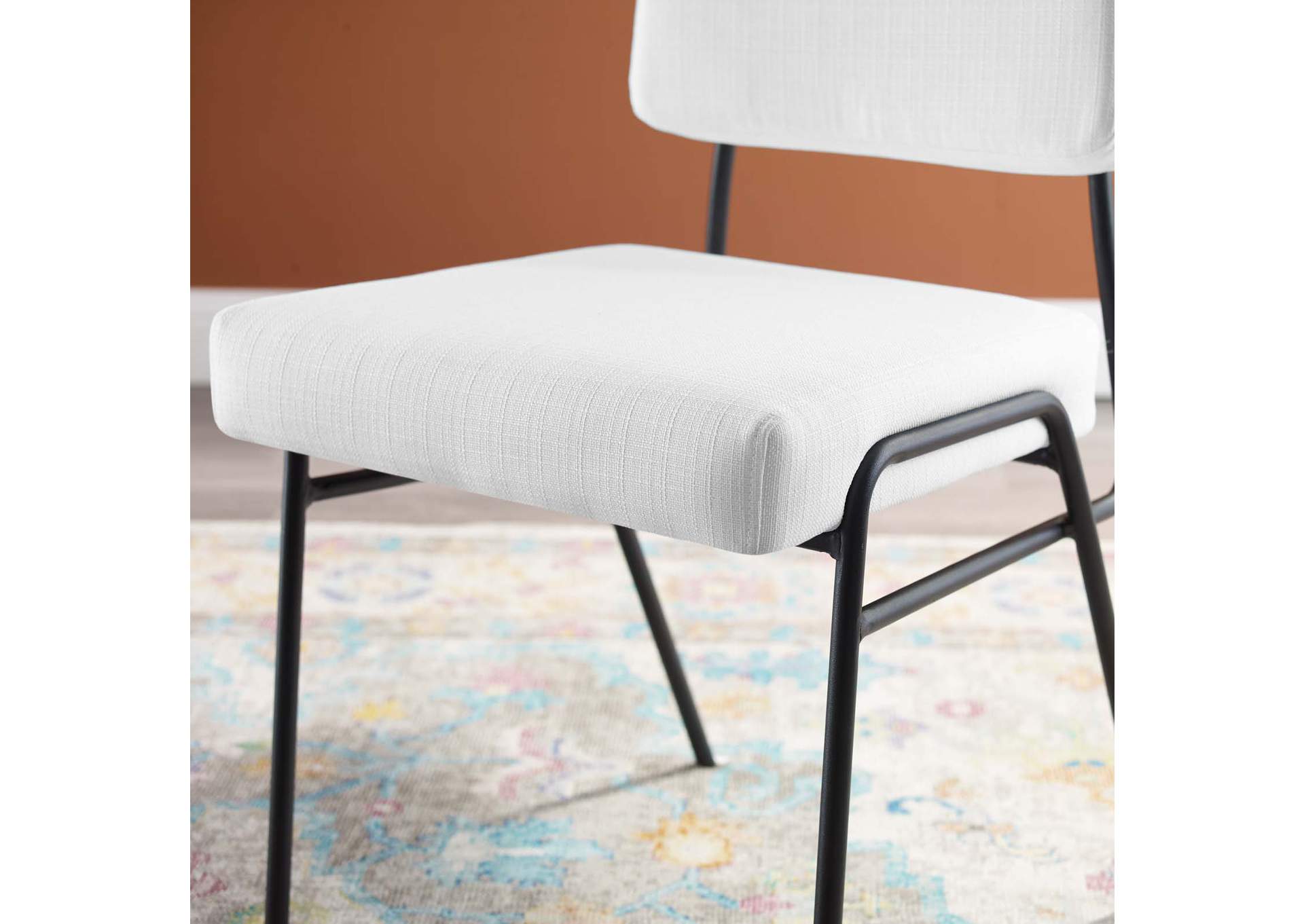 Black White Craft Upholstered Fabric Dining Side Chair,Modway