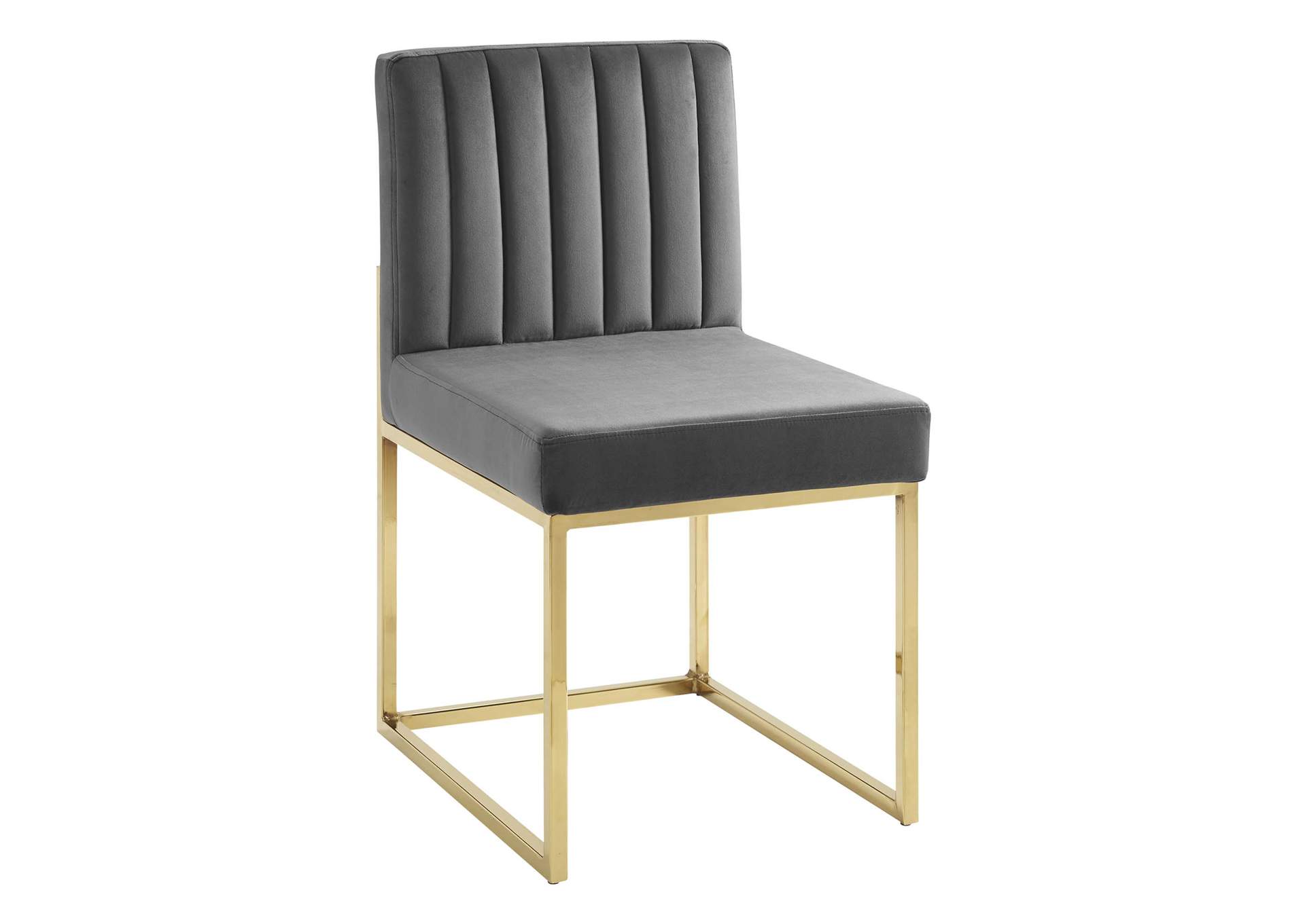 Gold Charcoal Carriage Channel Tufted Sled Base Performance Velvet Dining Chair,Modway