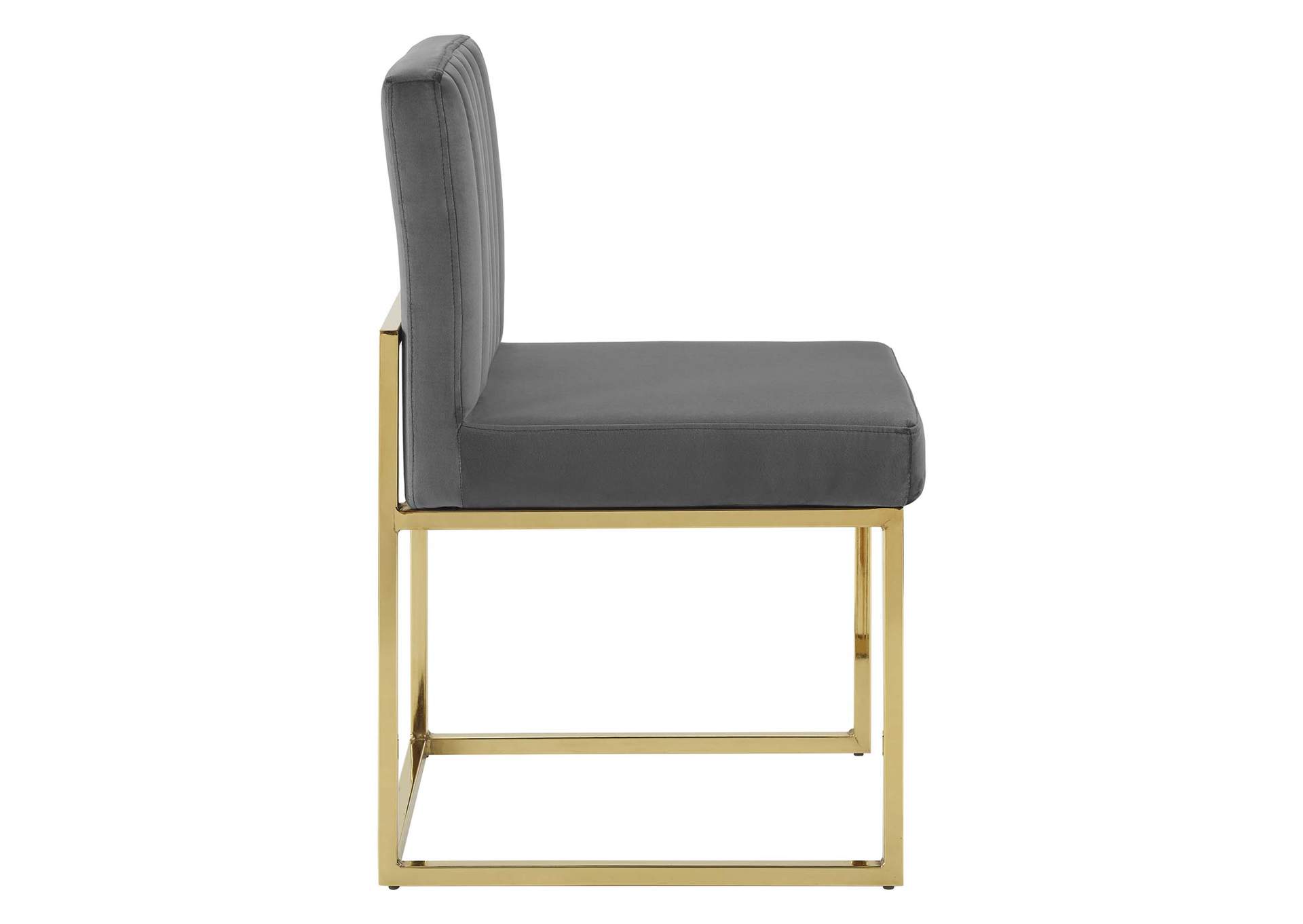 Gold Charcoal Carriage Channel Tufted Sled Base Performance Velvet Dining Chair,Modway