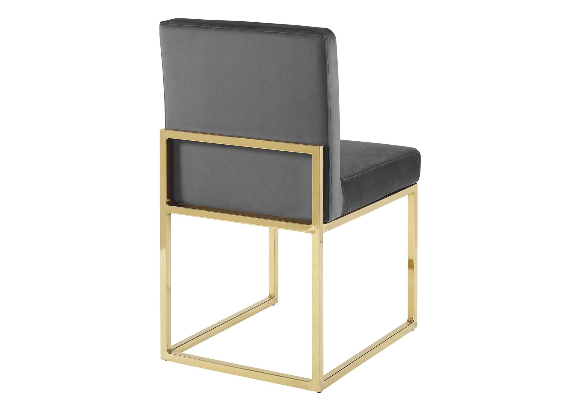 Gold Charcoal Carriage Channel Tufted Sled Base Performance Velvet Dining Chair,Modway
