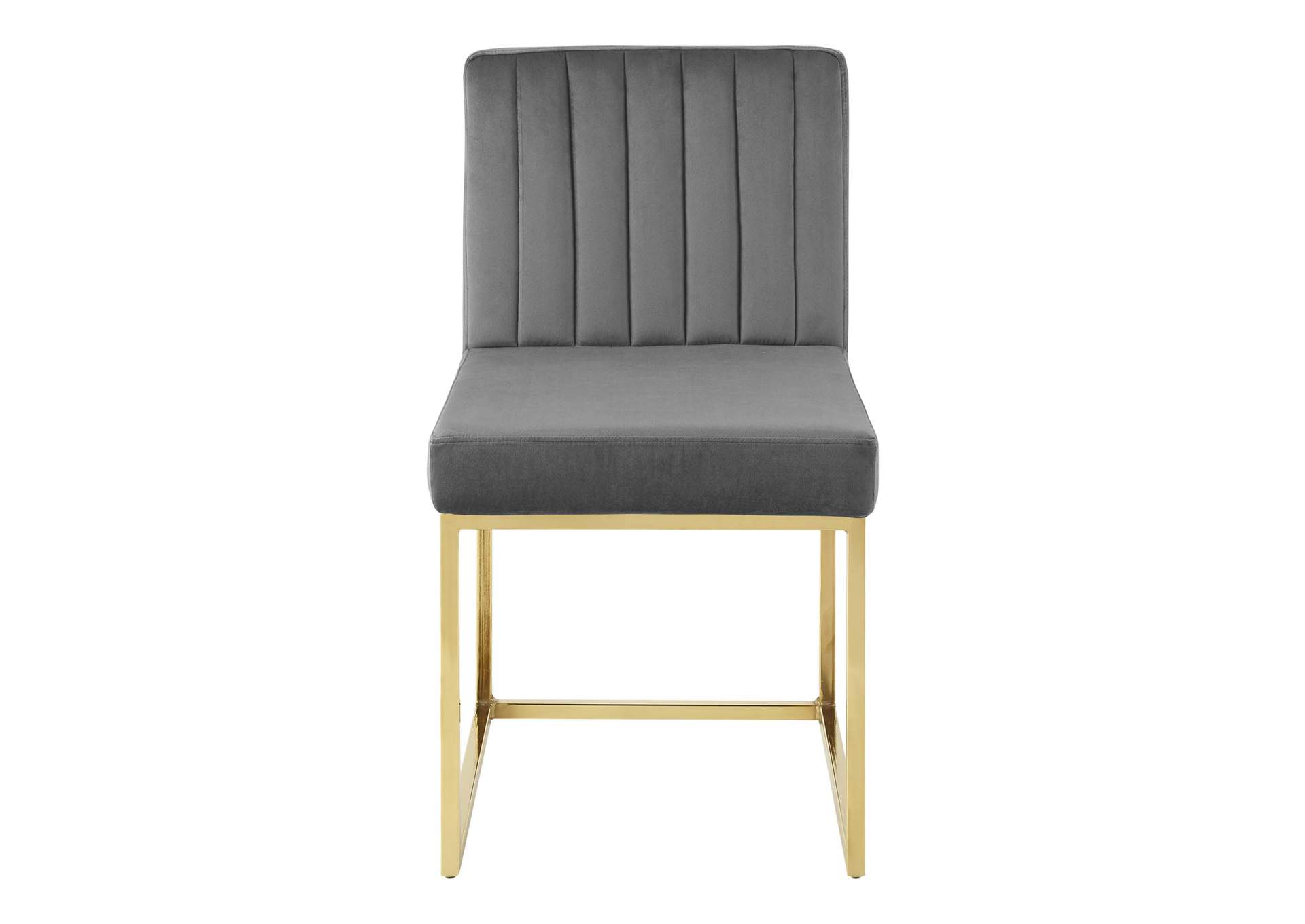 Gold Charcoal Carriage Channel Tufted Sled Base Performance Velvet Dining Chair,Modway
