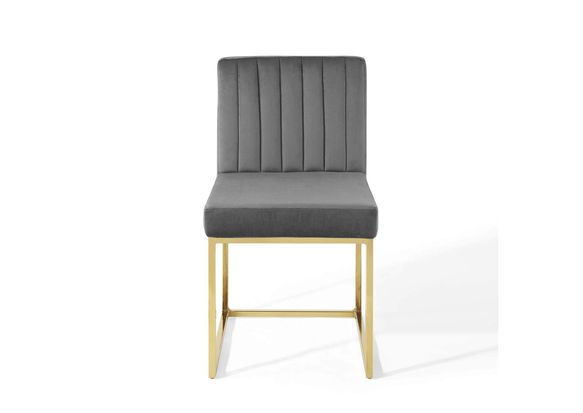 Gold Charcoal Carriage Channel Tufted Sled Base Performance Velvet Dining Chair,Modway