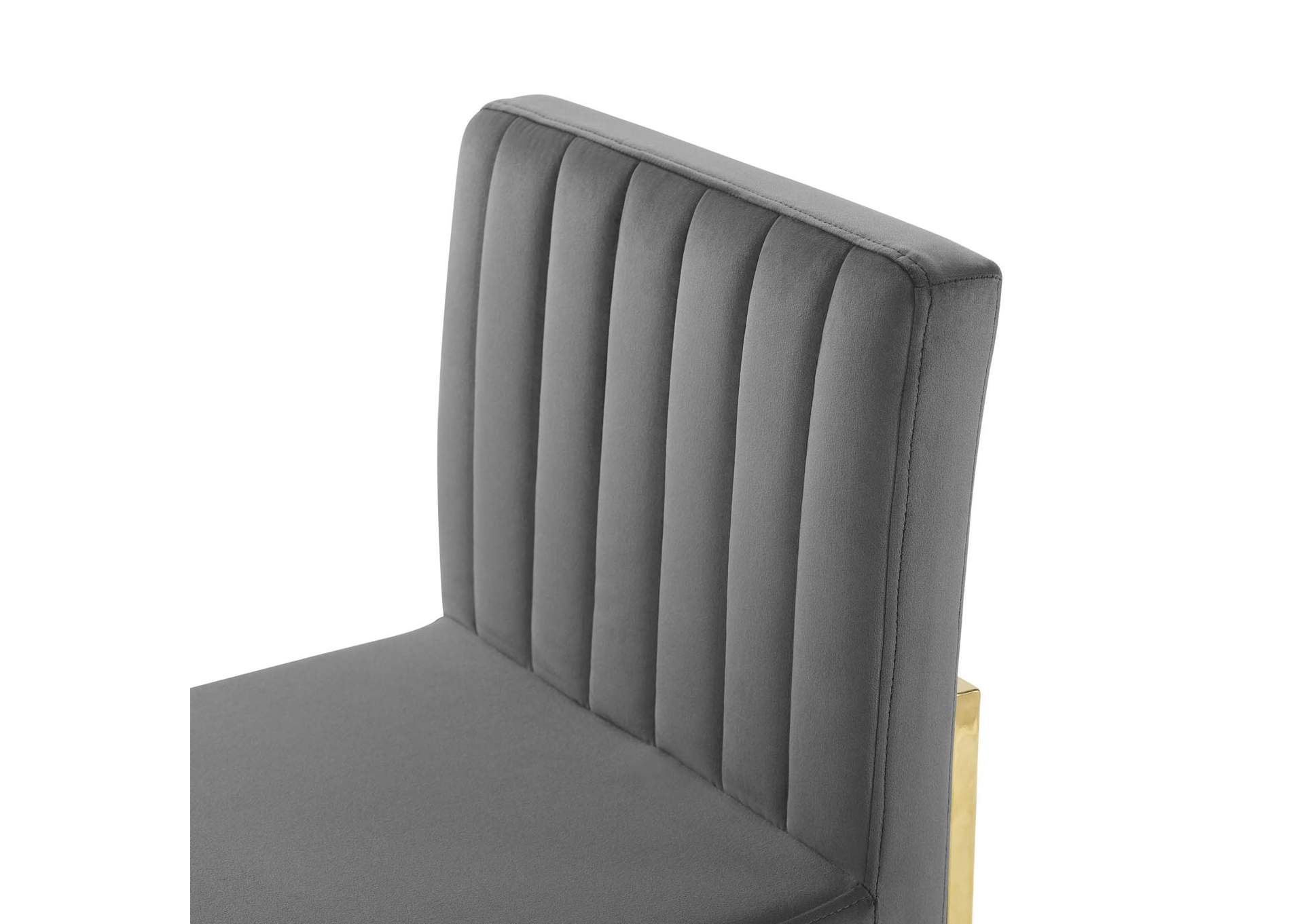 Gold Charcoal Carriage Channel Tufted Sled Base Performance Velvet Dining Chair,Modway
