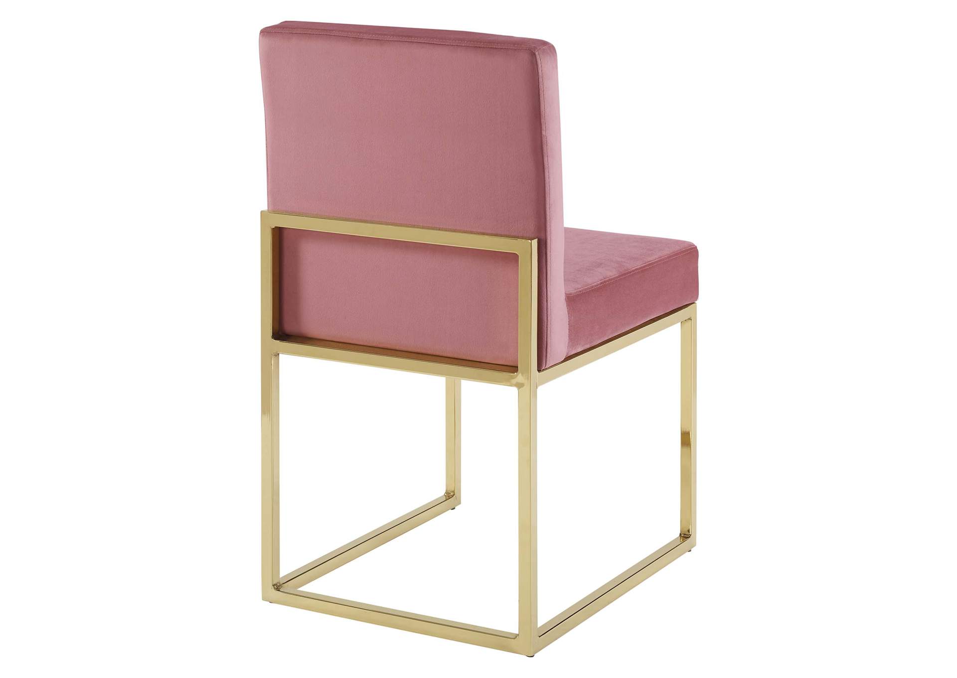 Gold Dusty Rose Carriage Channel Tufted Sled Base Performance Velvet Dining Chair,Modway