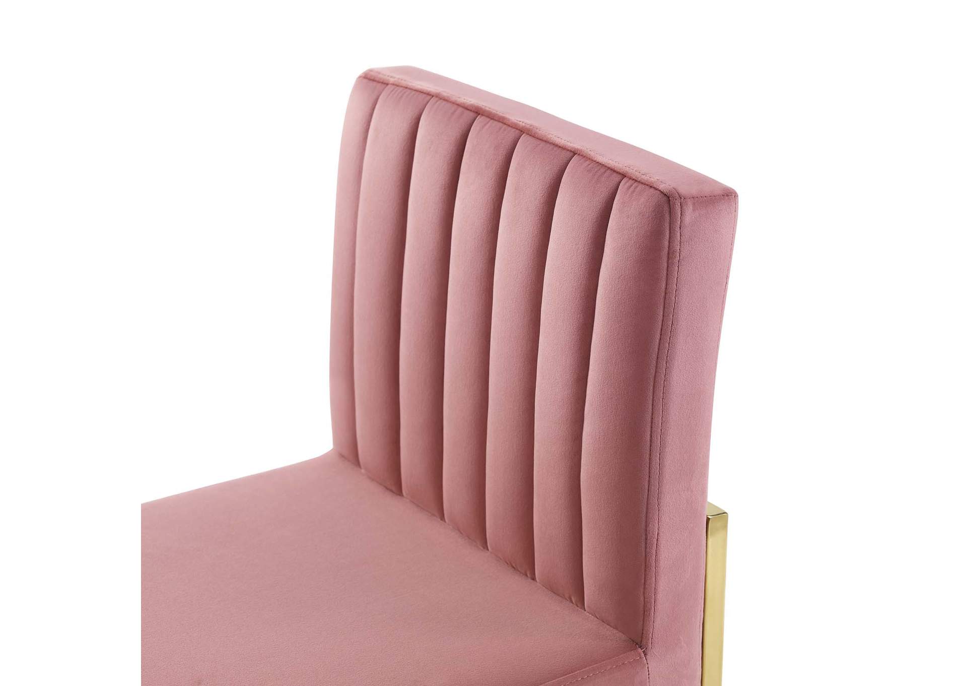 Gold Dusty Rose Carriage Channel Tufted Sled Base Performance Velvet Dining Chair,Modway