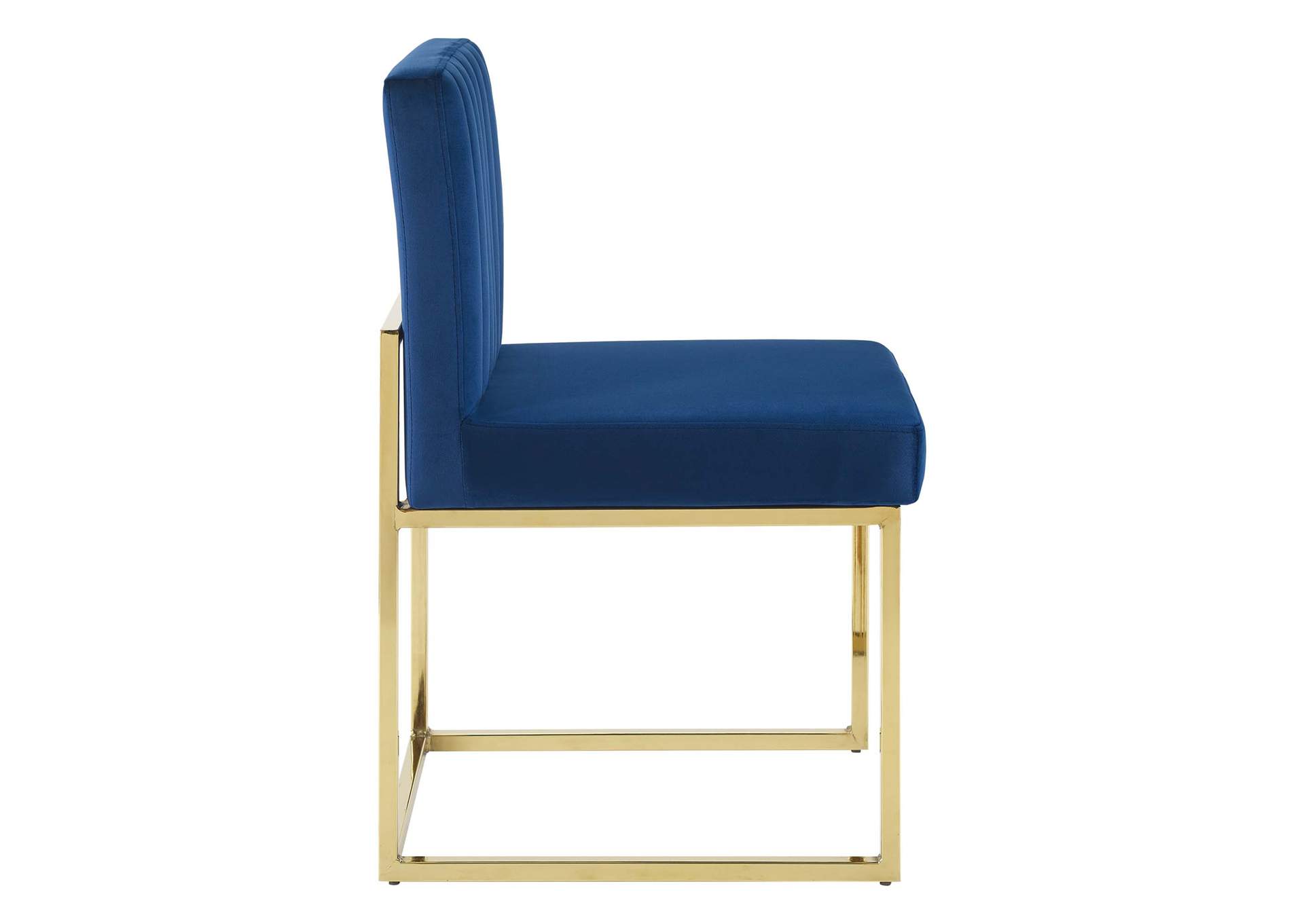 Gold Navy Carriage Channel Tufted Sled Base Performance Velvet Dining Chair,Modway