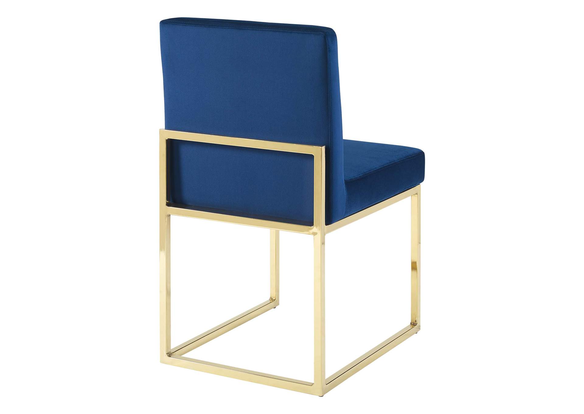Gold Navy Carriage Channel Tufted Sled Base Performance Velvet Dining Chair,Modway