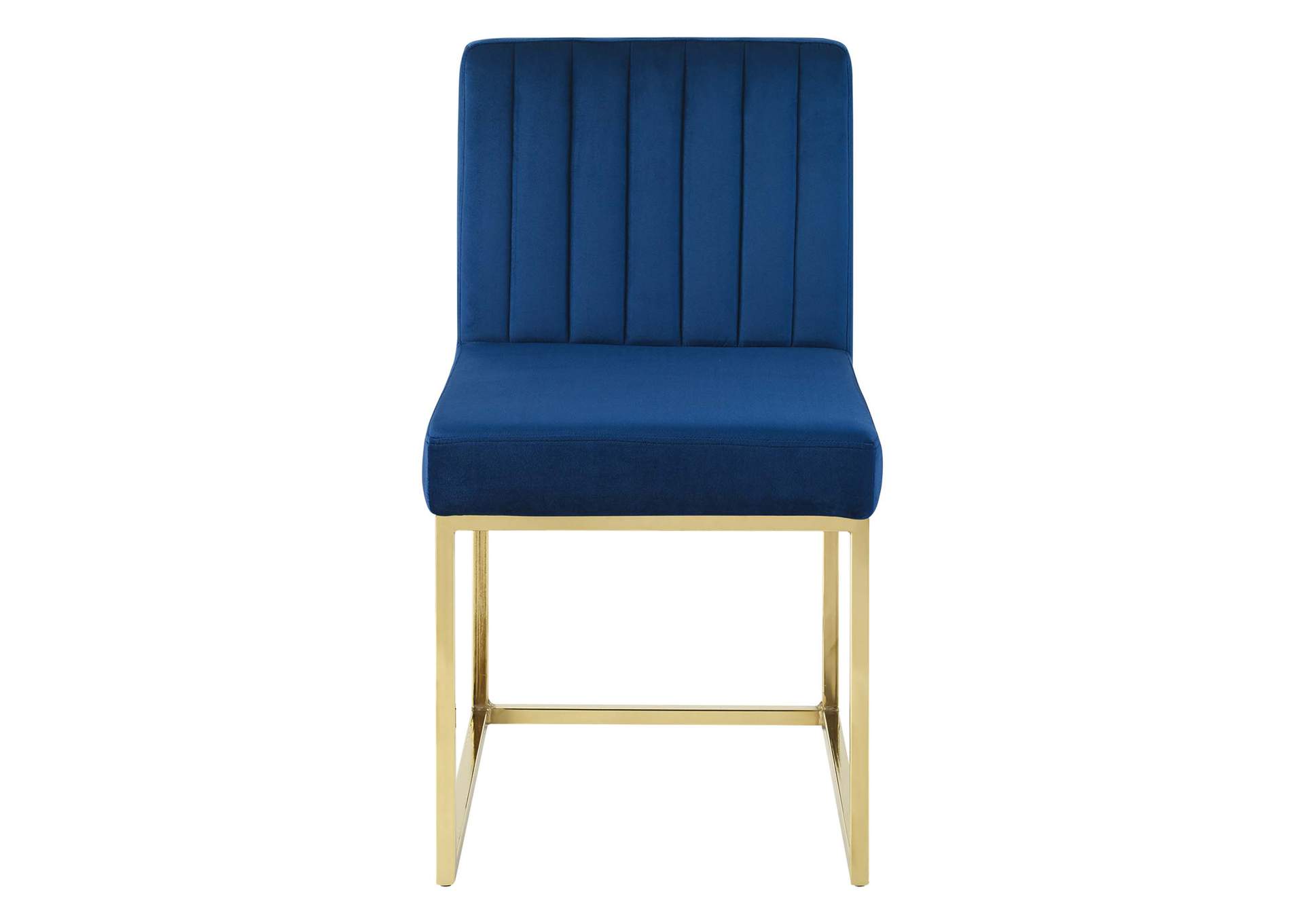 Gold Navy Carriage Channel Tufted Sled Base Performance Velvet Dining Chair,Modway