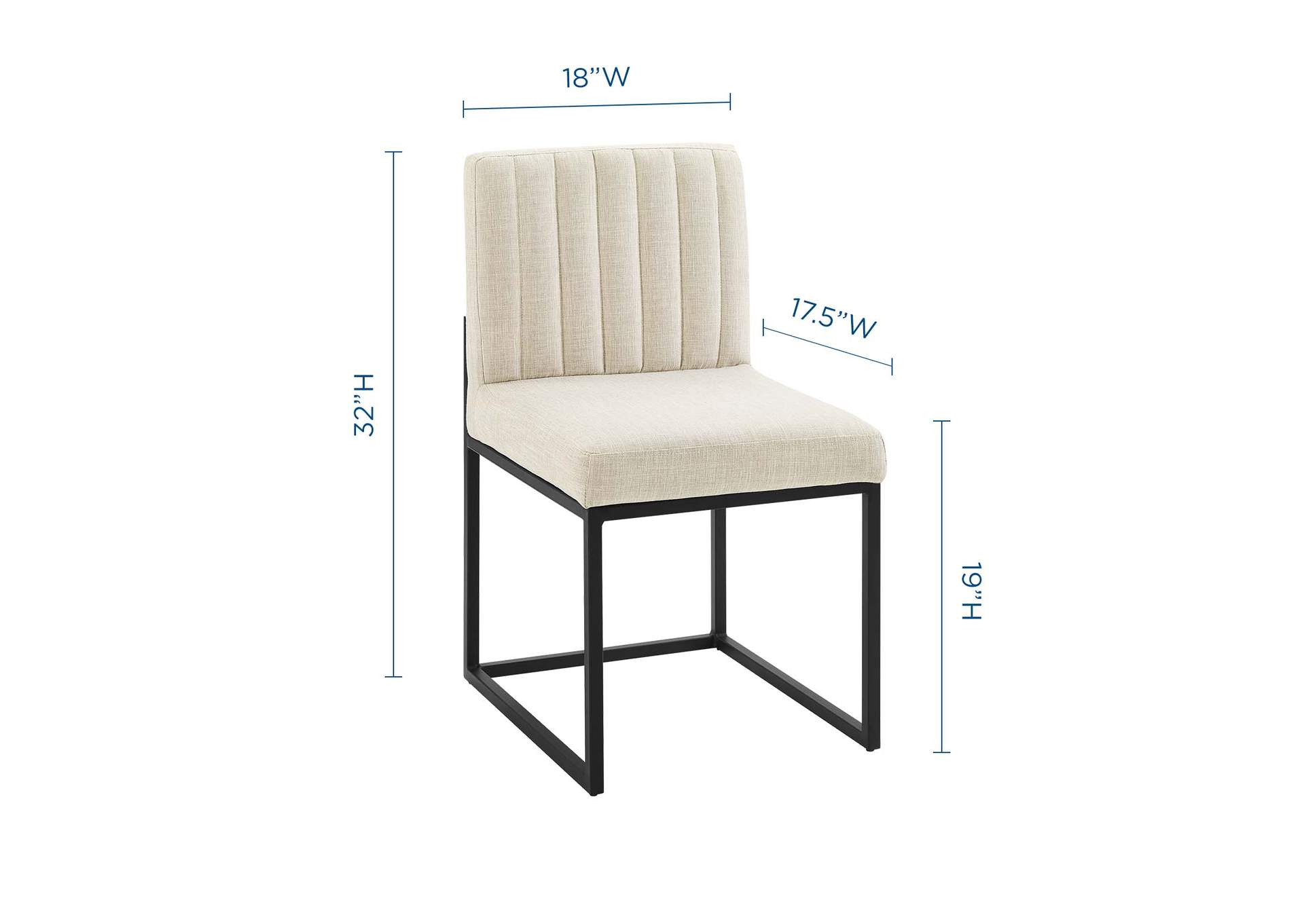Black Beige Carriage Channel Tufted Sled Base Upholstered Fabric Dining Chair,Modway