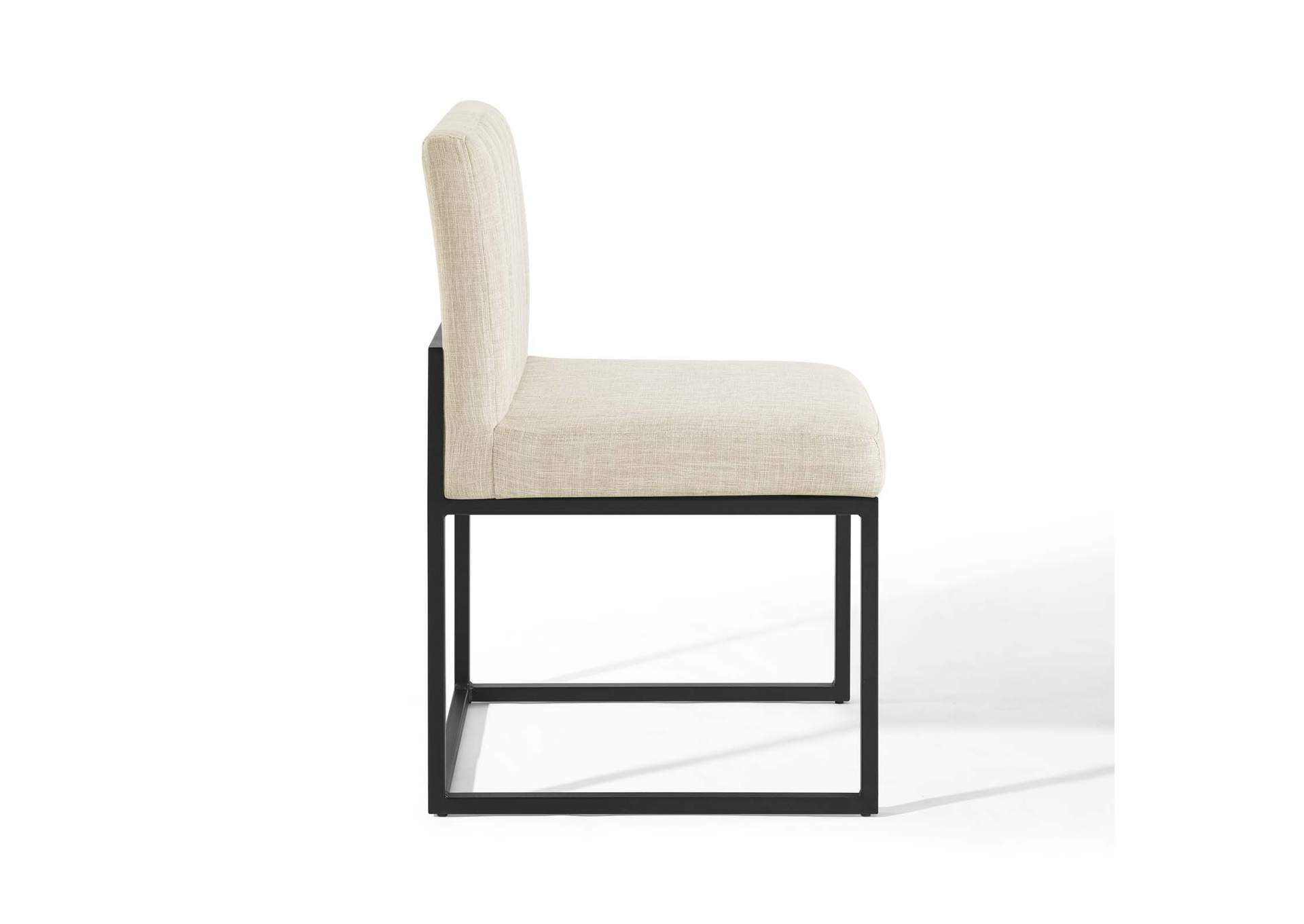 Black Beige Carriage Channel Tufted Sled Base Upholstered Fabric Dining Chair,Modway