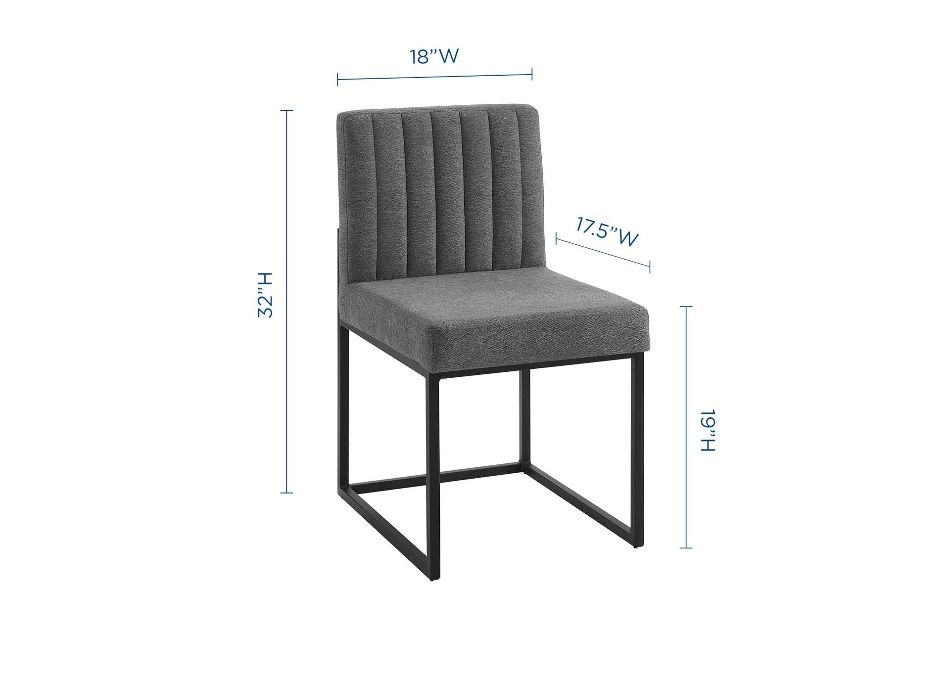 Black Charcoal Carriage Channel Tufted Sled Base Upholstered Fabric Dining Chair,Modway